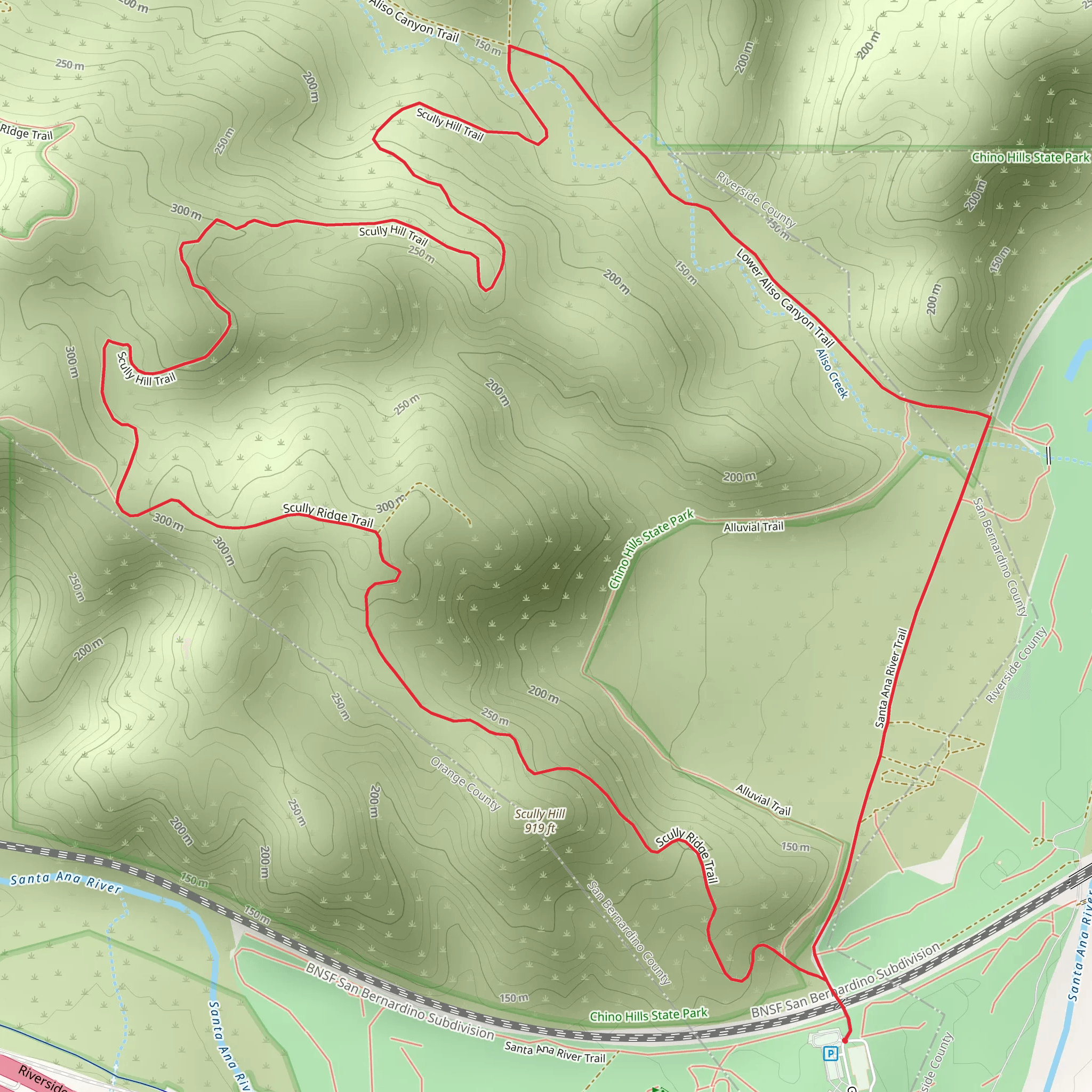 Lower Aliso Canyon Trail, Scully Hill Trail and Scully RIdge Trail Loop mobile static map