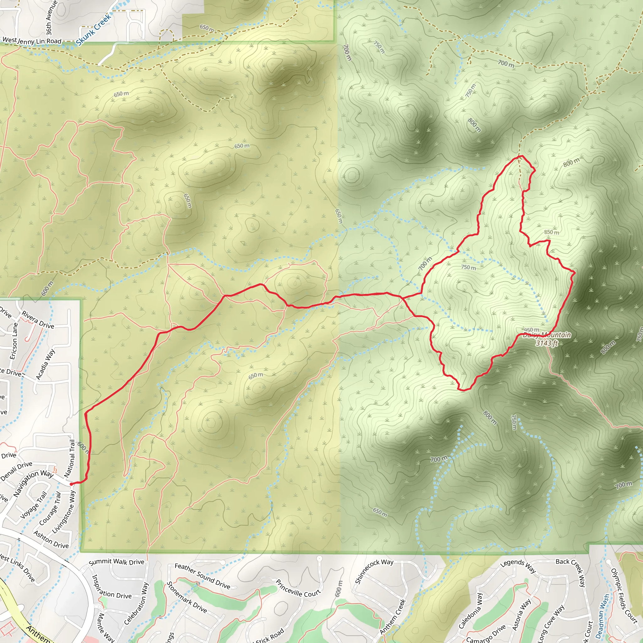 Daisy Mountain Loop Trail mobile static map