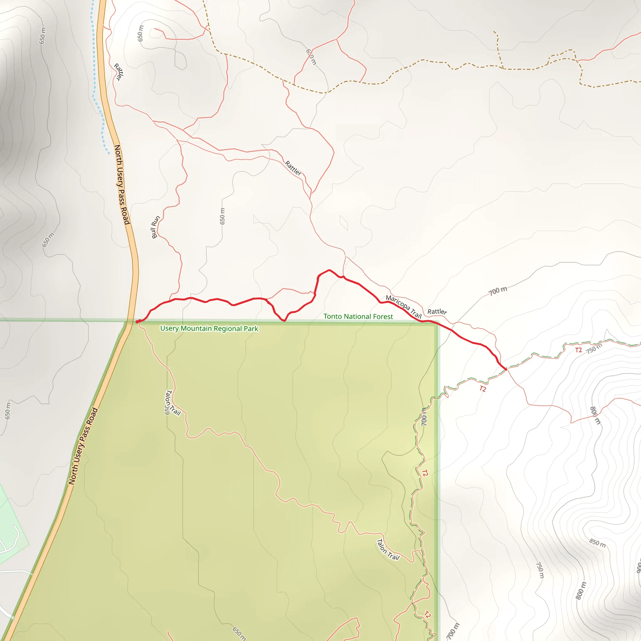 Maricopa Trail from North Usery Pass Road mobile static map