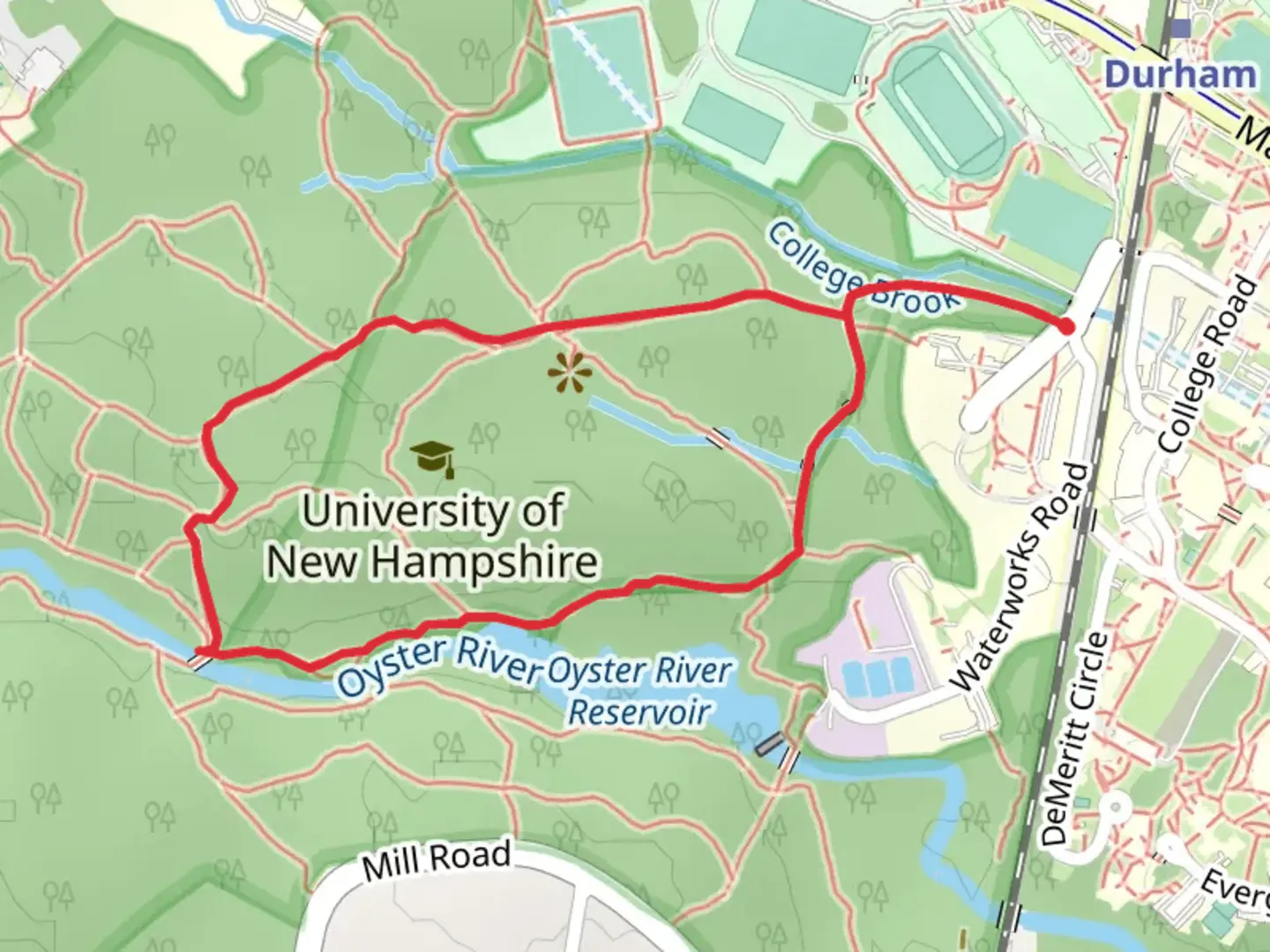 An image depicting the trail College Woods Natural Area Loop and its surrounding area.