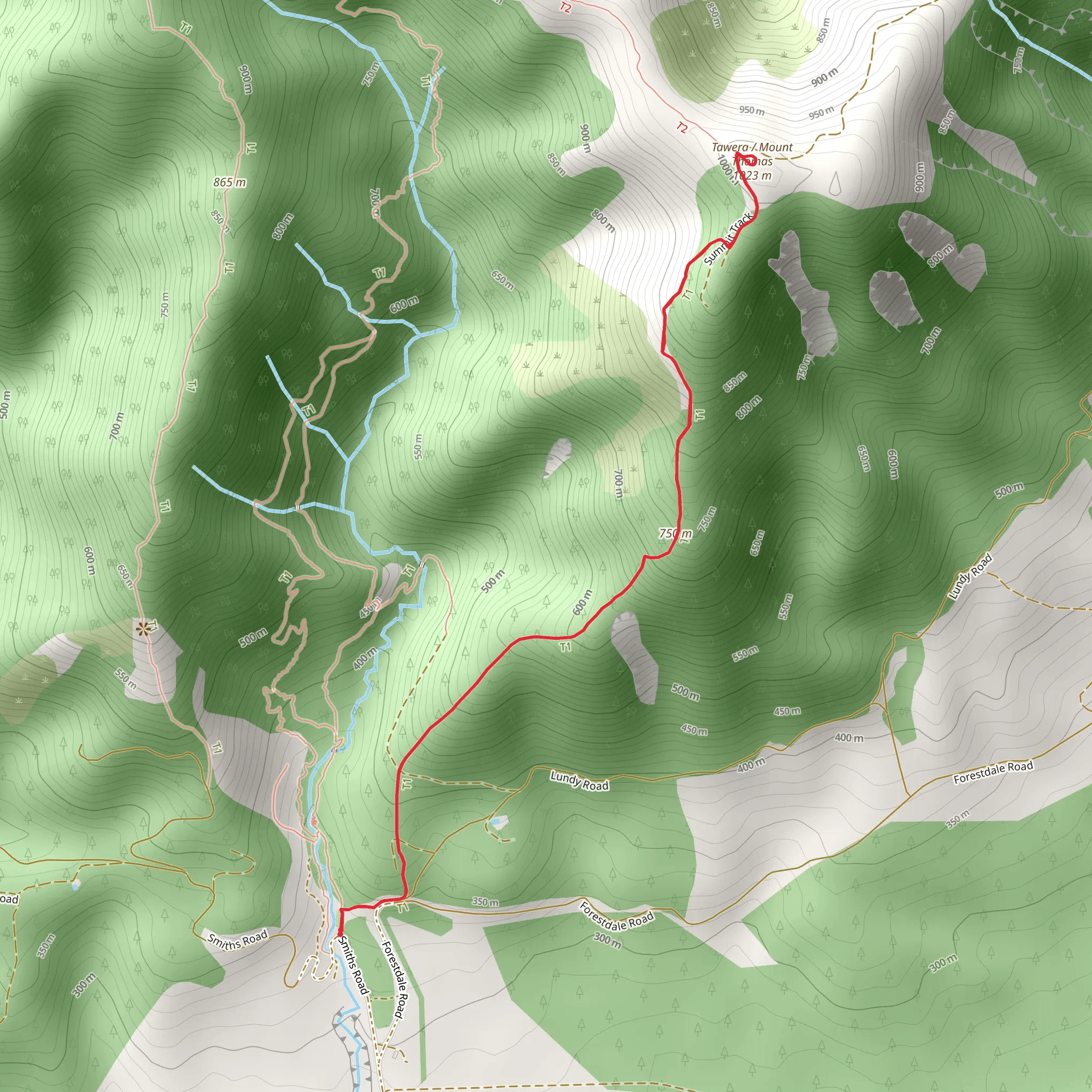 Mount Thomas via Summit Track mobile static map