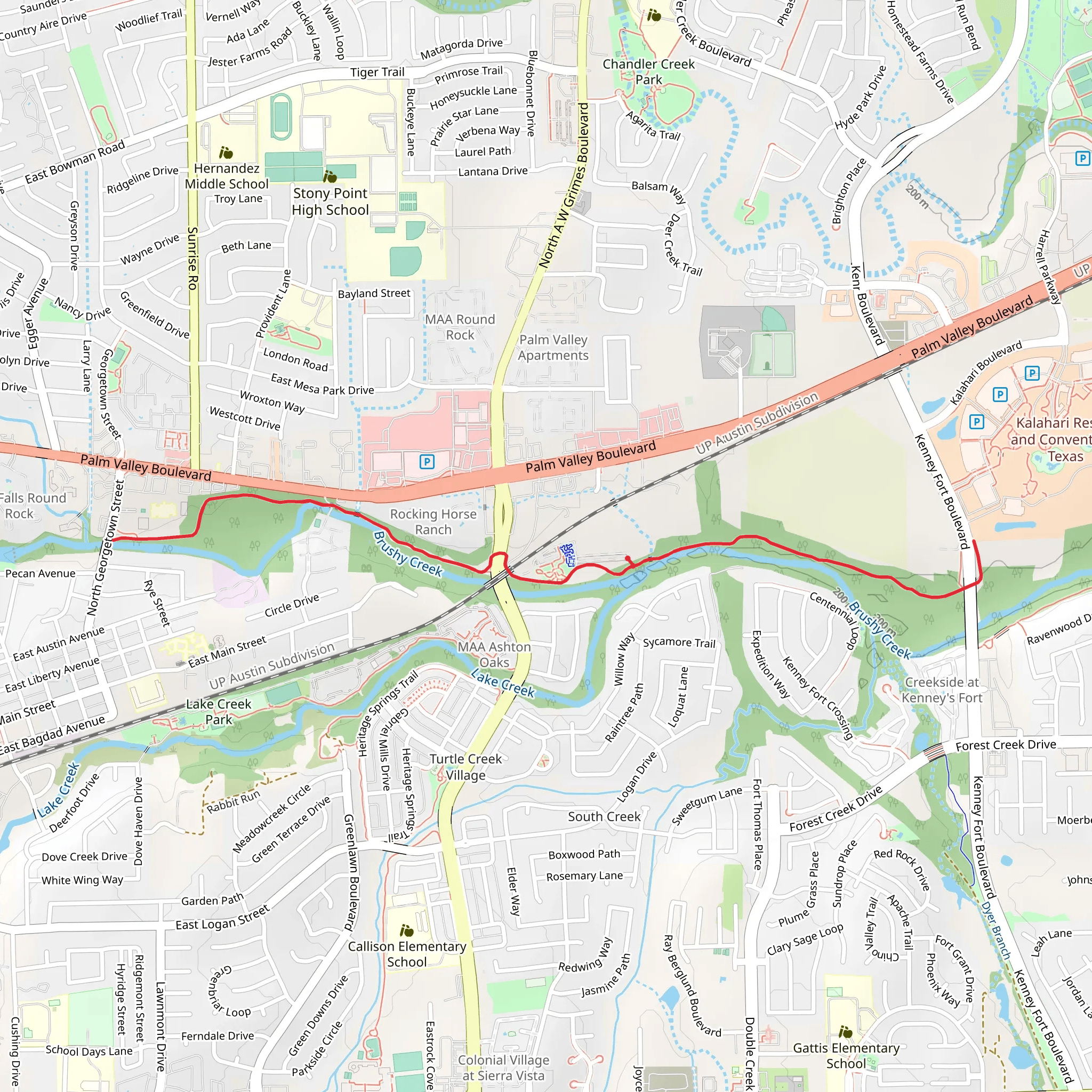 Brushy Creek Trail E mobile static map