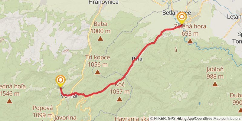 Trans Carpathian Hike stage 24 Map