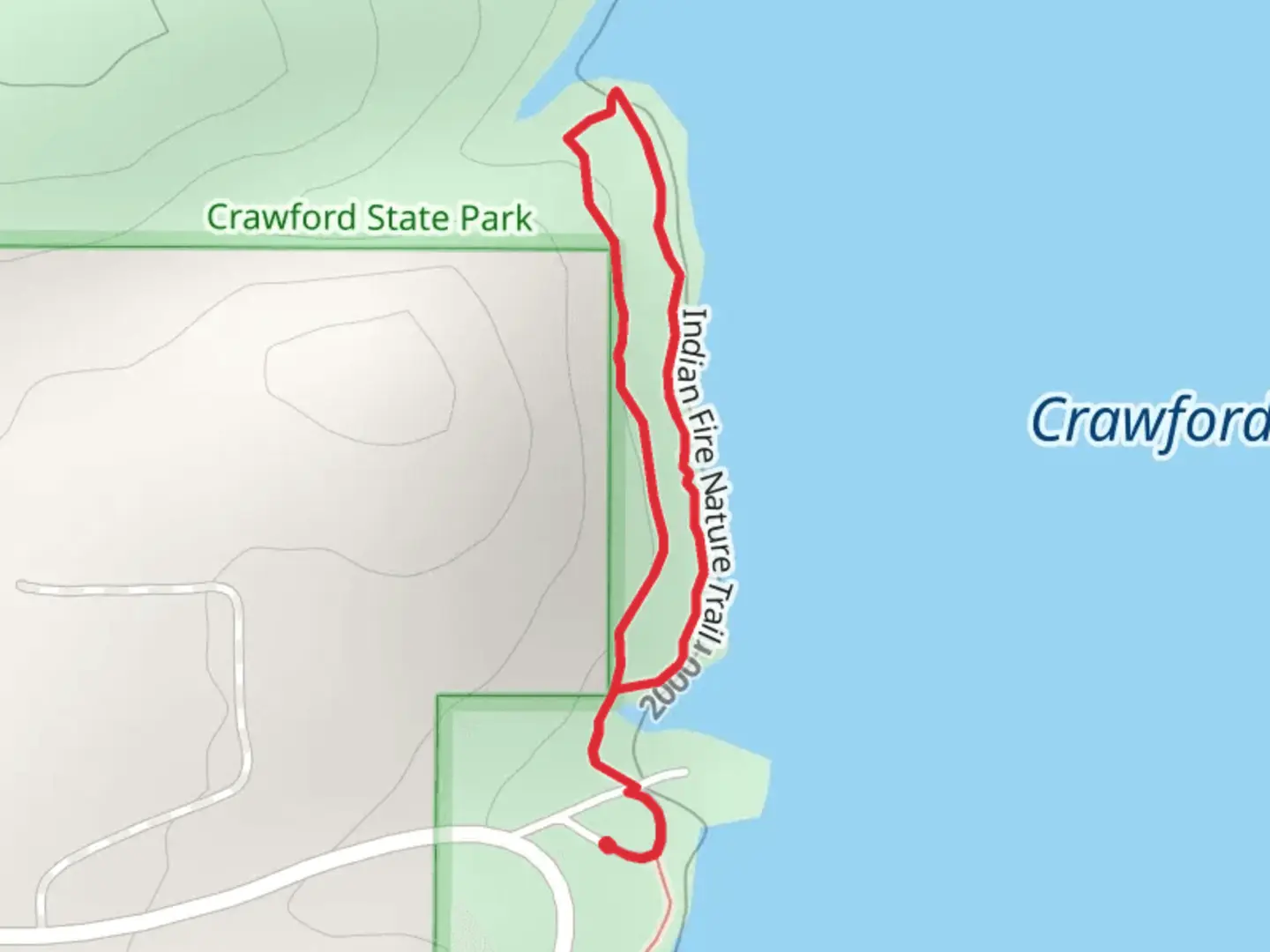 An image depicting the trail Indian Fire Nature Loop Trail and its surrounding area.