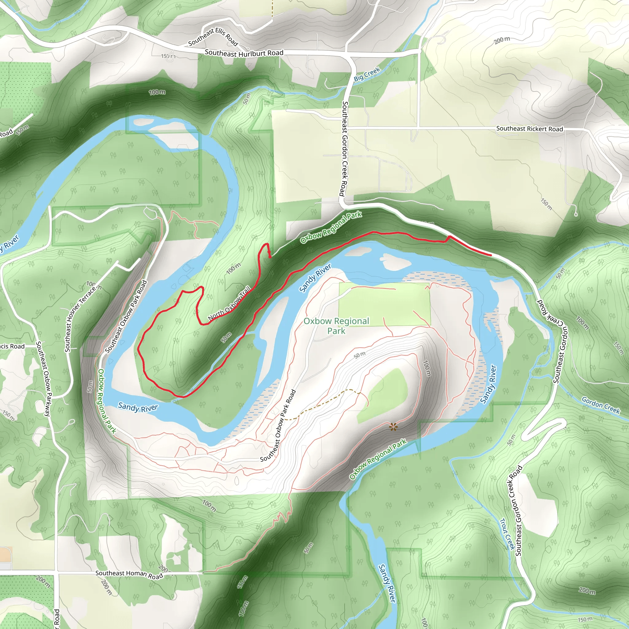 North Oxbow Trail mobile static map