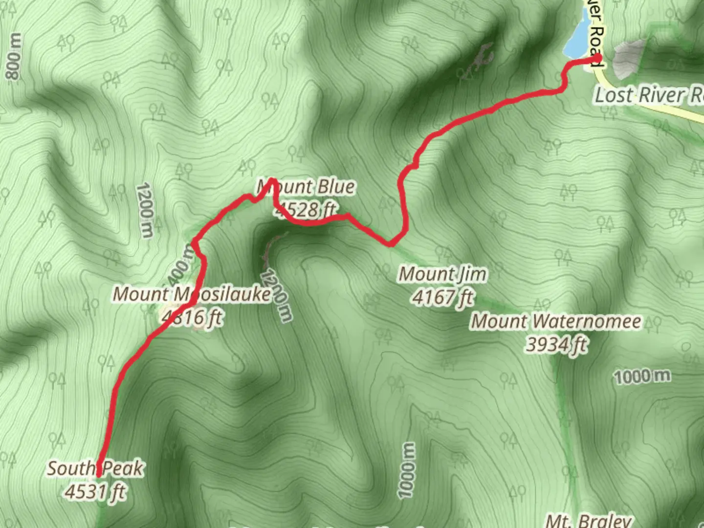 An image depicting the trail South Peak via Beaver Brook Trail and its surrounding area.
