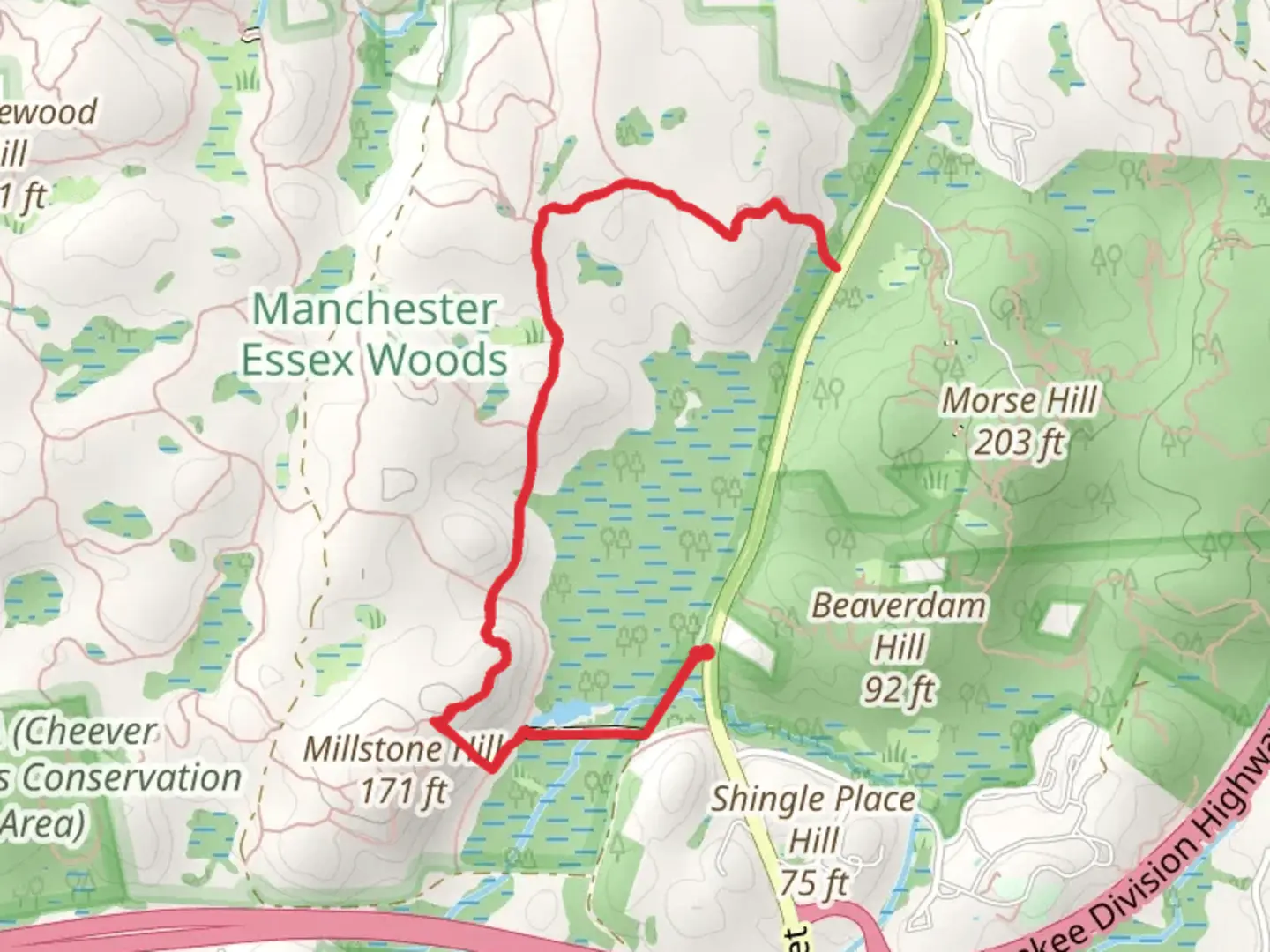 An image depicting the trail Cedar Swamp Conservation Area - Prospect Ledge Trail and its surrounding area.