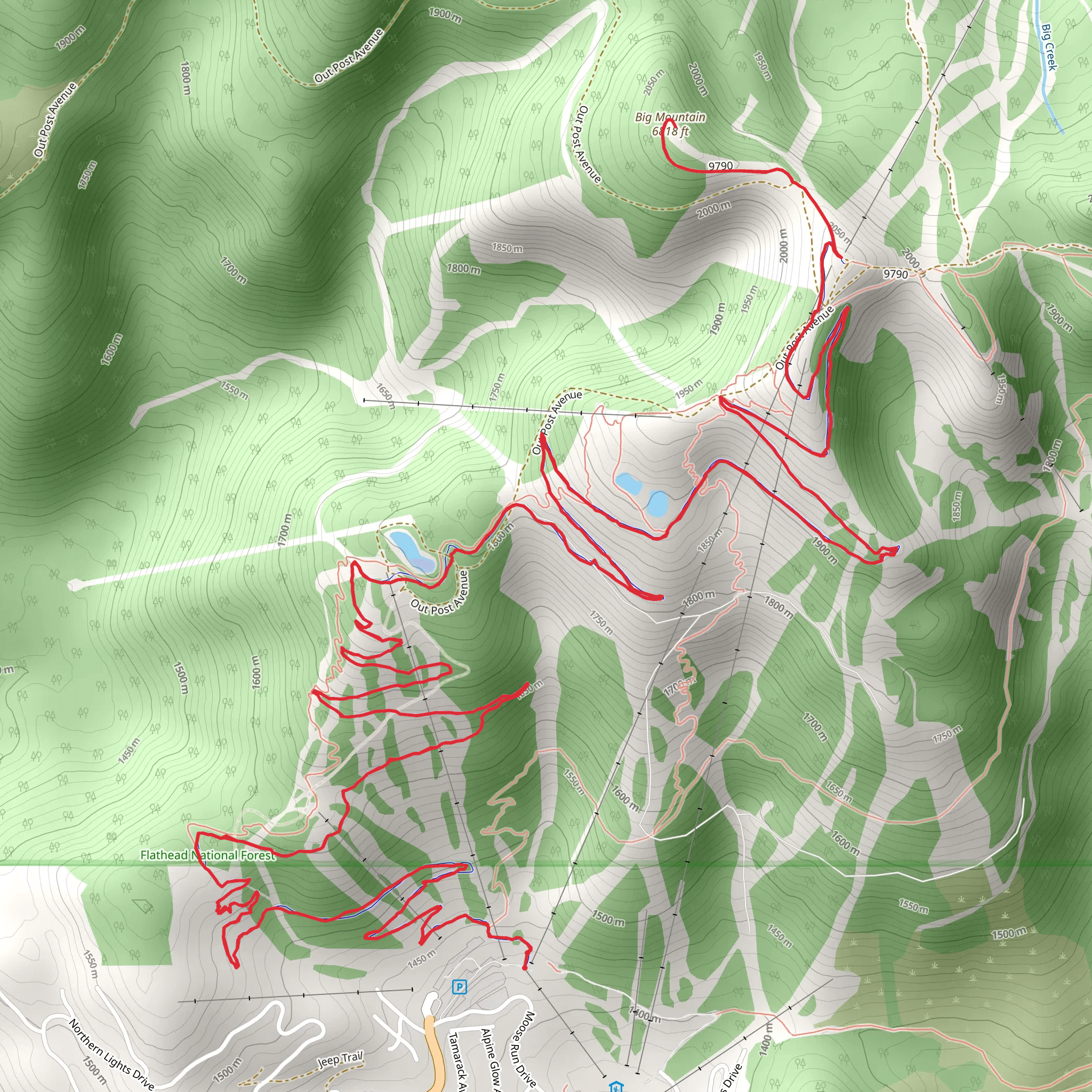 Big Mountain via Summit Trail mobile static map