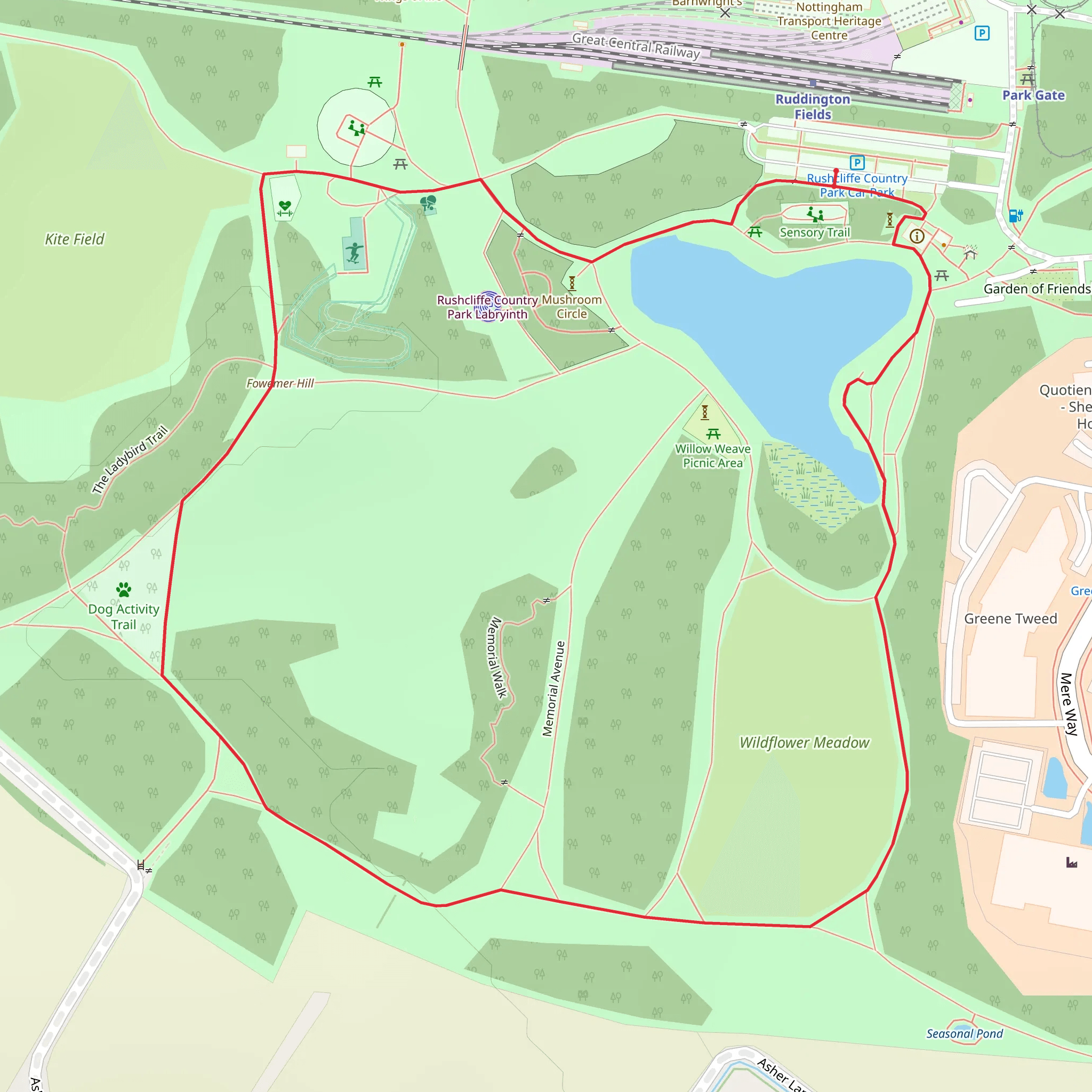 Rushcliffe Country Park Walk mobile static map