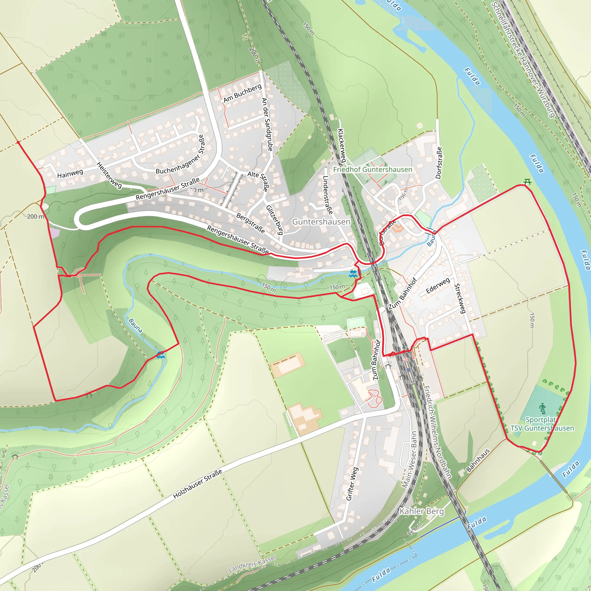 Planetenwanderweg Neptun via Baunapfad and Eco Pfad Gruntershausen mobile static map