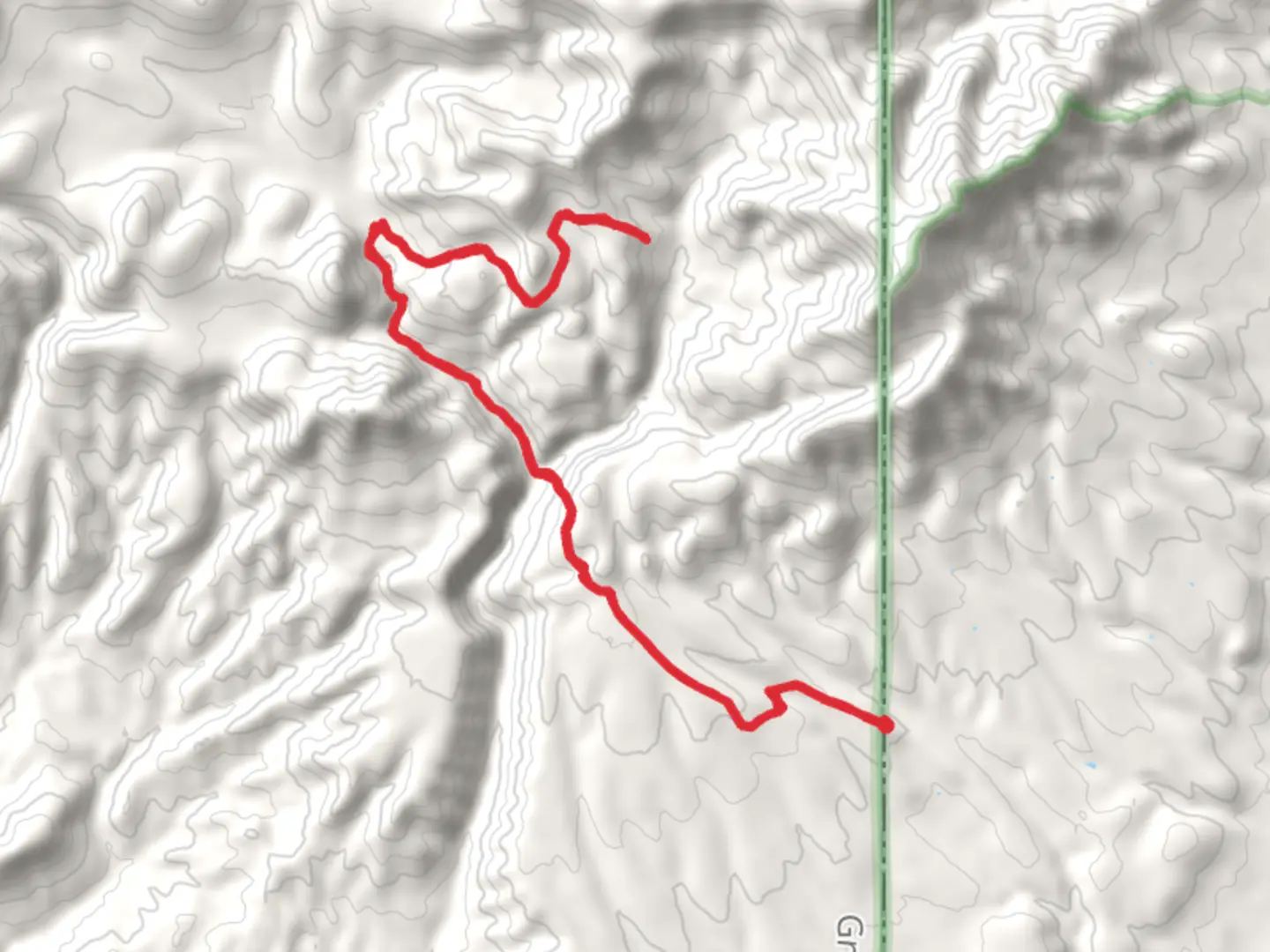 An image depicting the trail Yam Canyon via Little Blue Trail and its surrounding area.