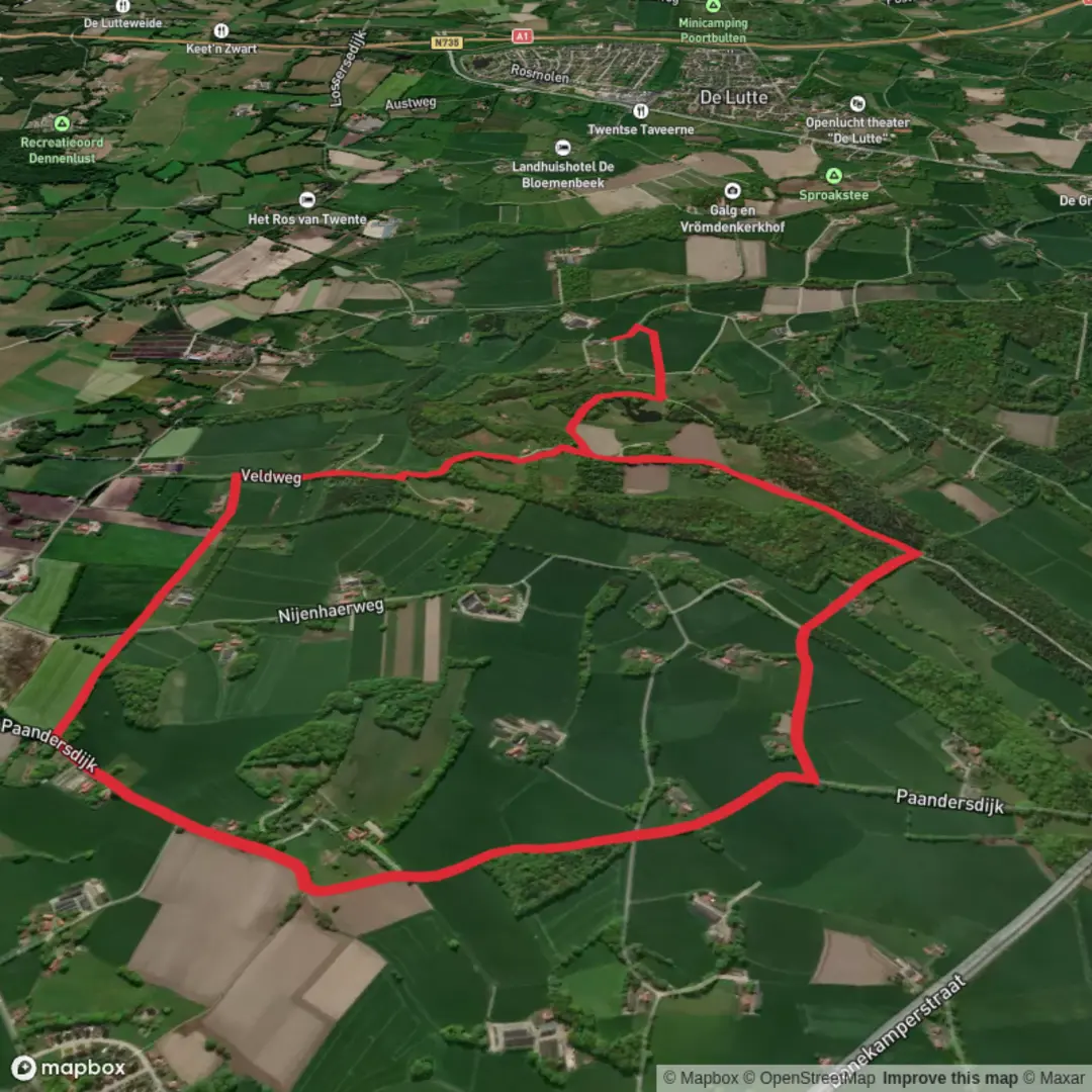 An image depicting the trail Hakenberg via Twentepad and its surrounding area.