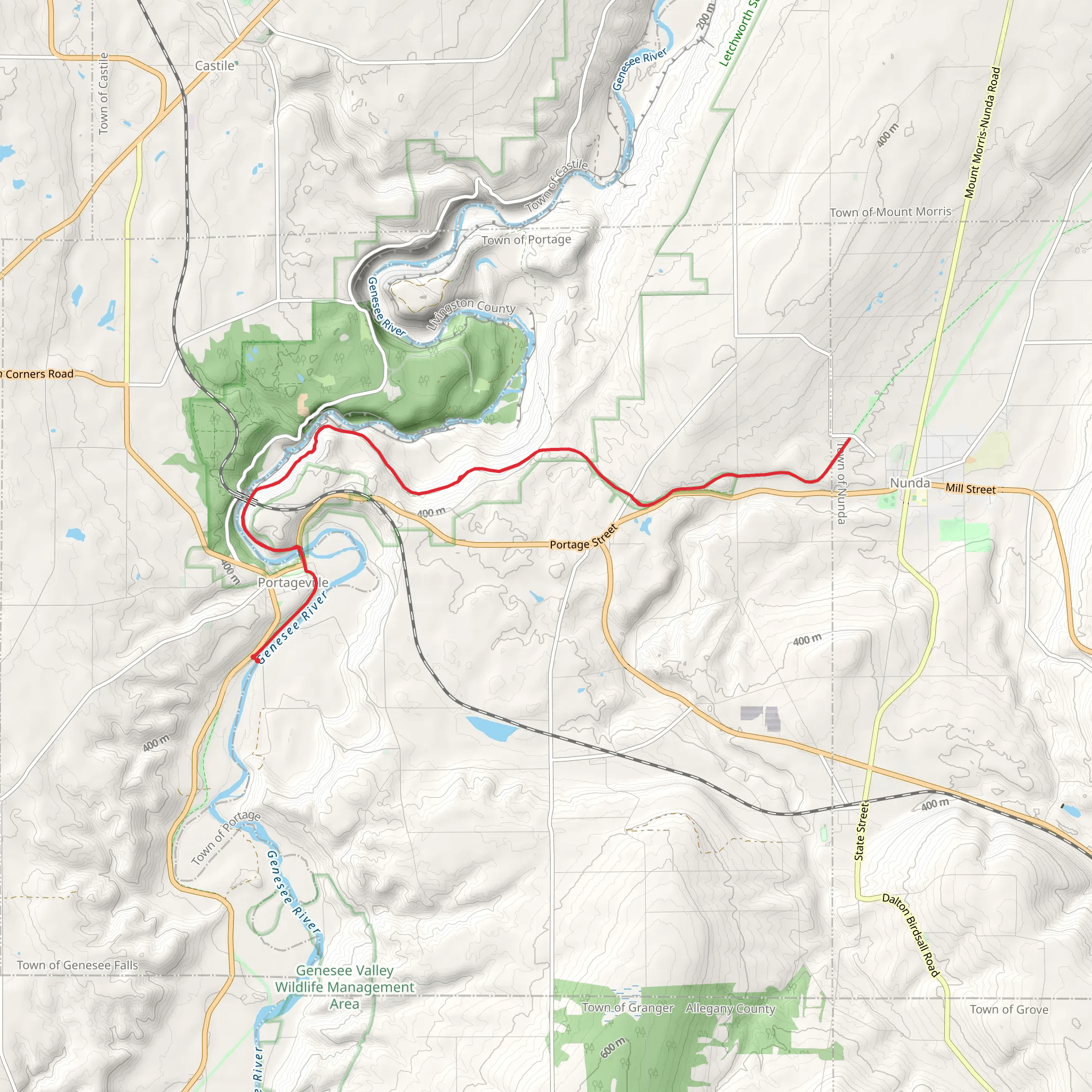 Genesee River and Upper Falls to Middle Falls mobile static map