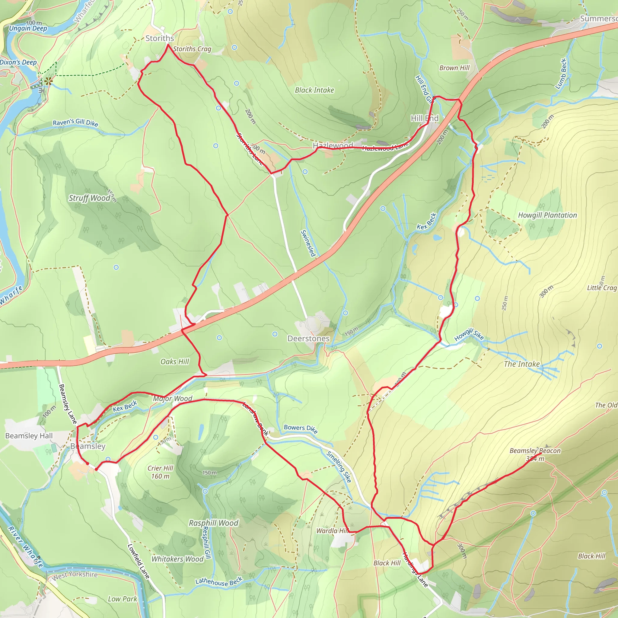 Beamsley - The Beacon - Howber Hill - Hazlewood and Storiths mobile static map