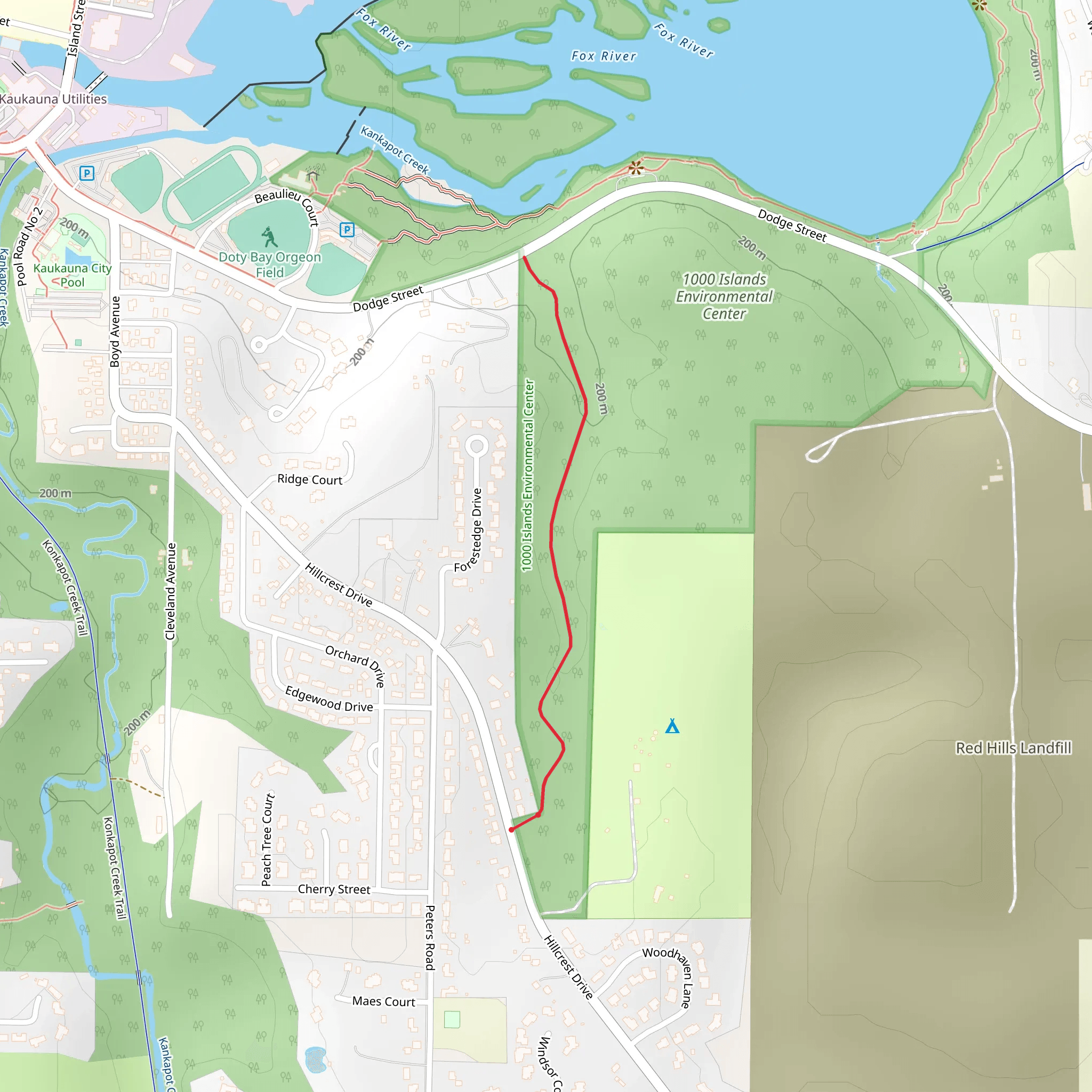 Hillcrest Drive Out and Back mobile static map