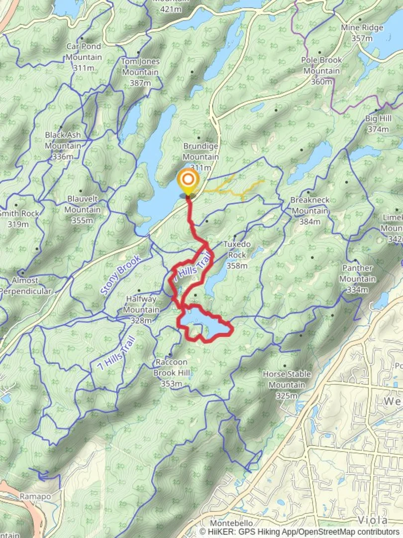 An image depicting the trail Pine Meadow Loop via 7 Hills Trail and its surrounding area.