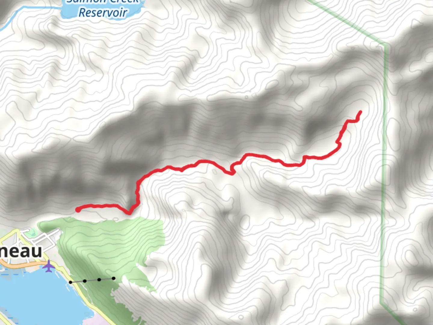 An image depicting the trail Juneau Ridge and Perserverance Trail and its surrounding area.