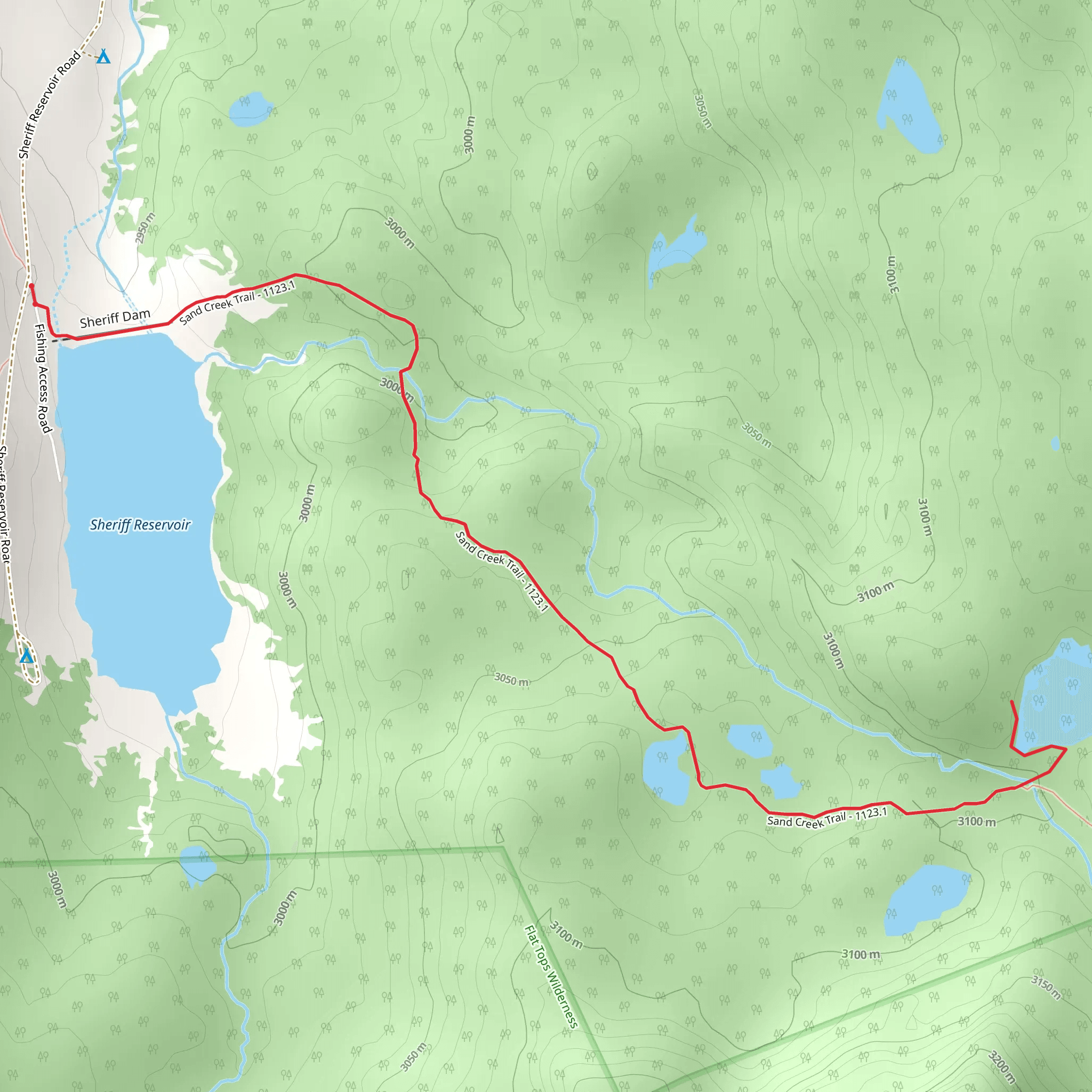Sheriff Reservoir and Sand Creek Trail mobile static map