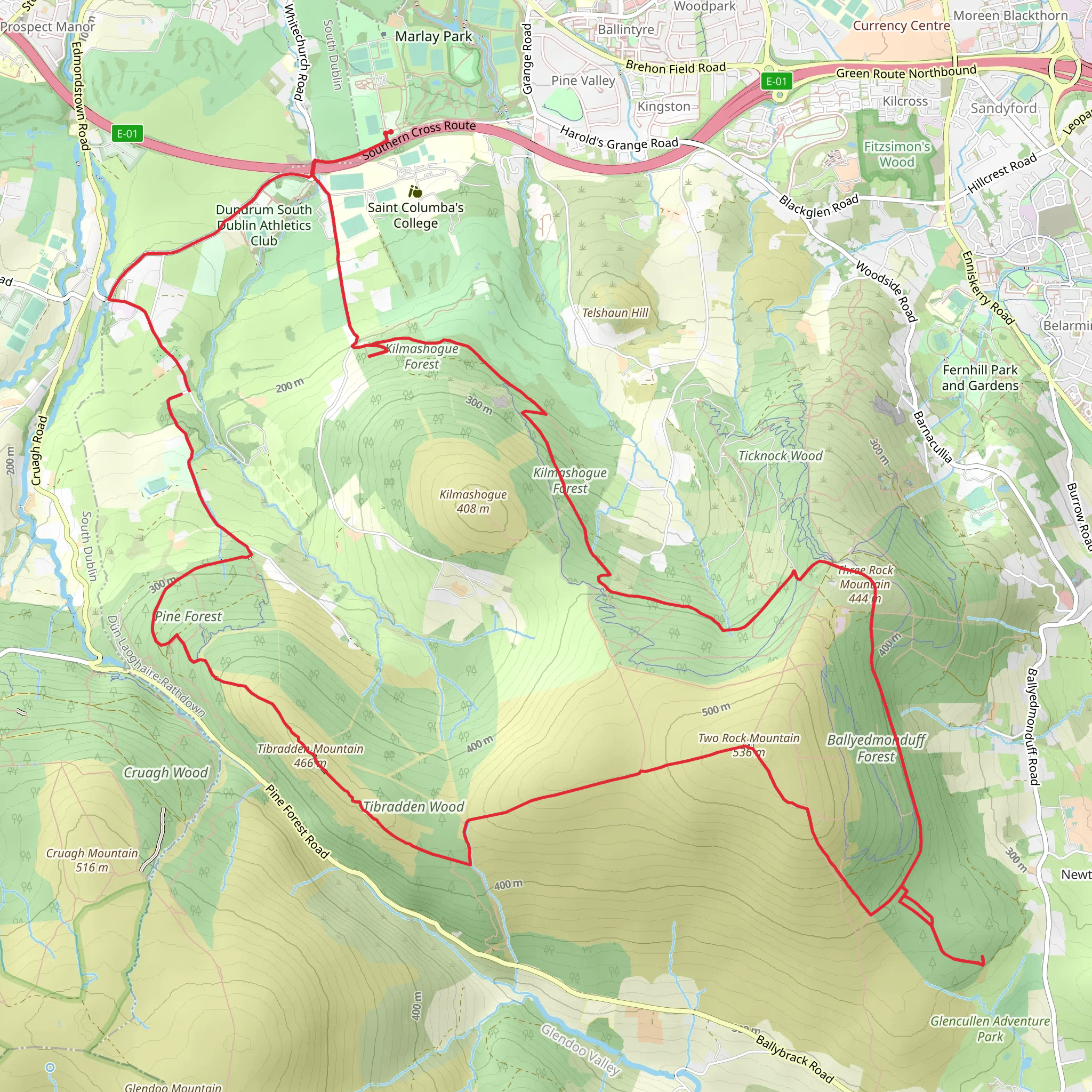 Three Rock Loop Trail mobile static map