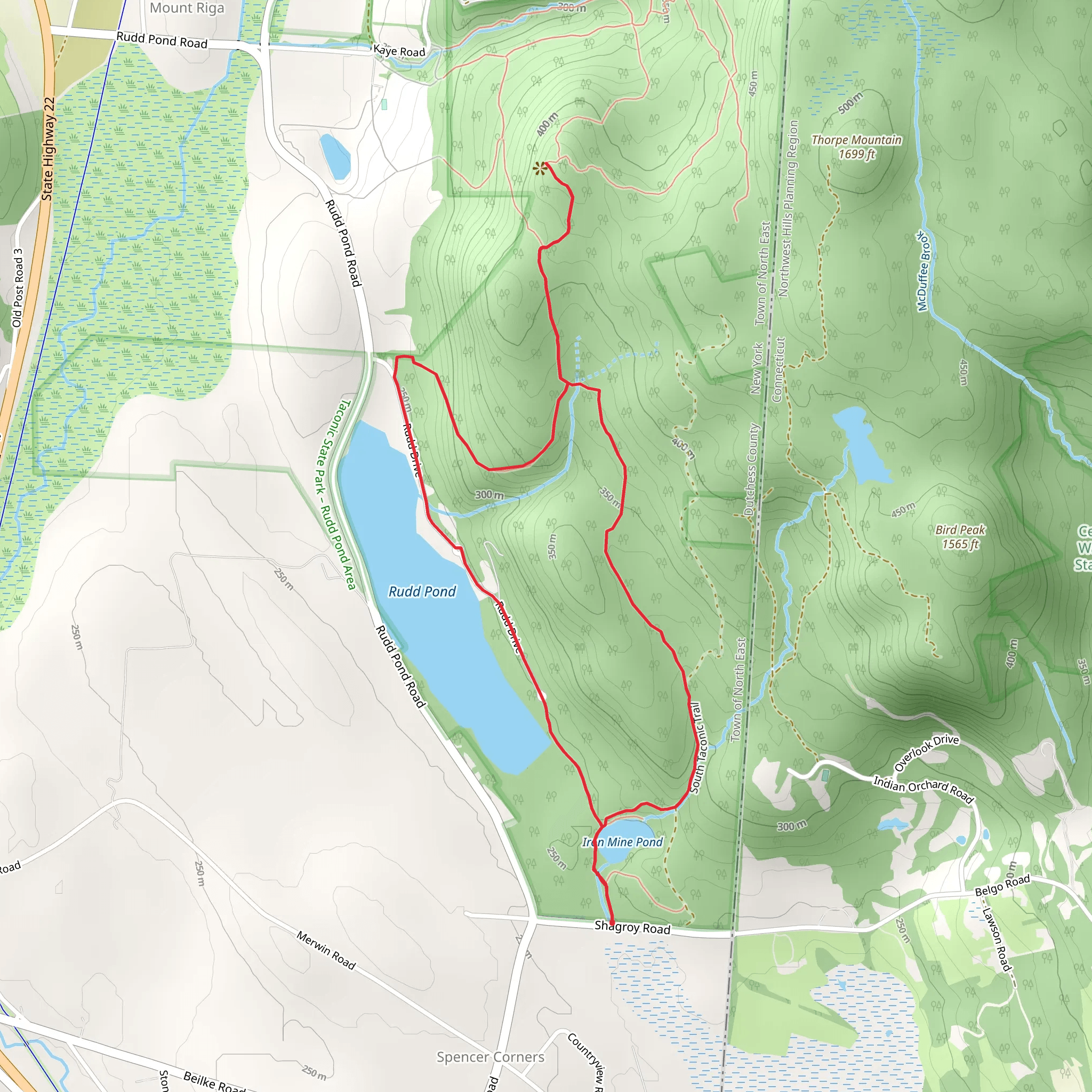 Rudd Pond, Iron Mine Pond via South Taconic Trail mobile static map