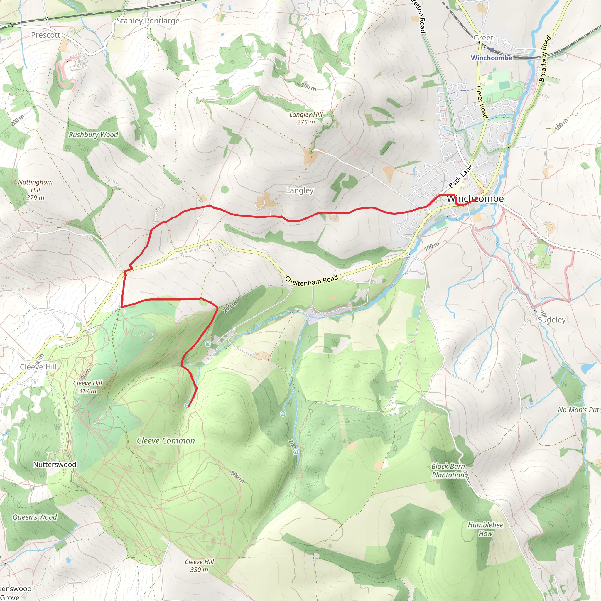 Isbourne Way from Winchcombe mobile static map