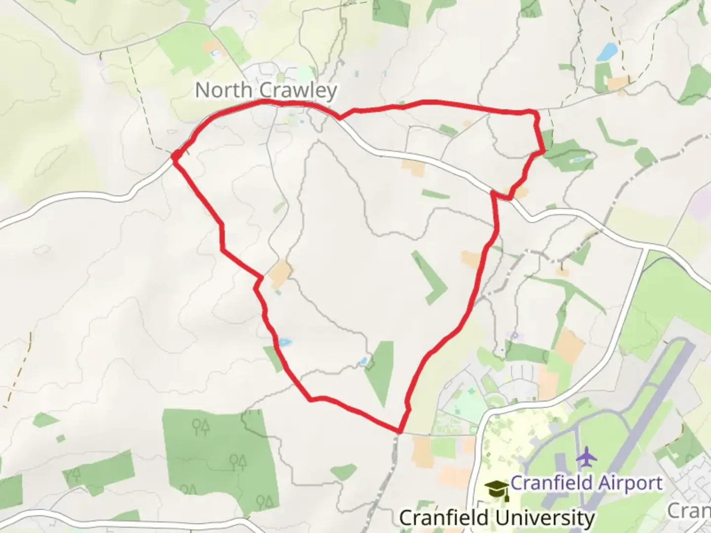 An image depicting the trail North Crawley Country Park and its surrounding area.