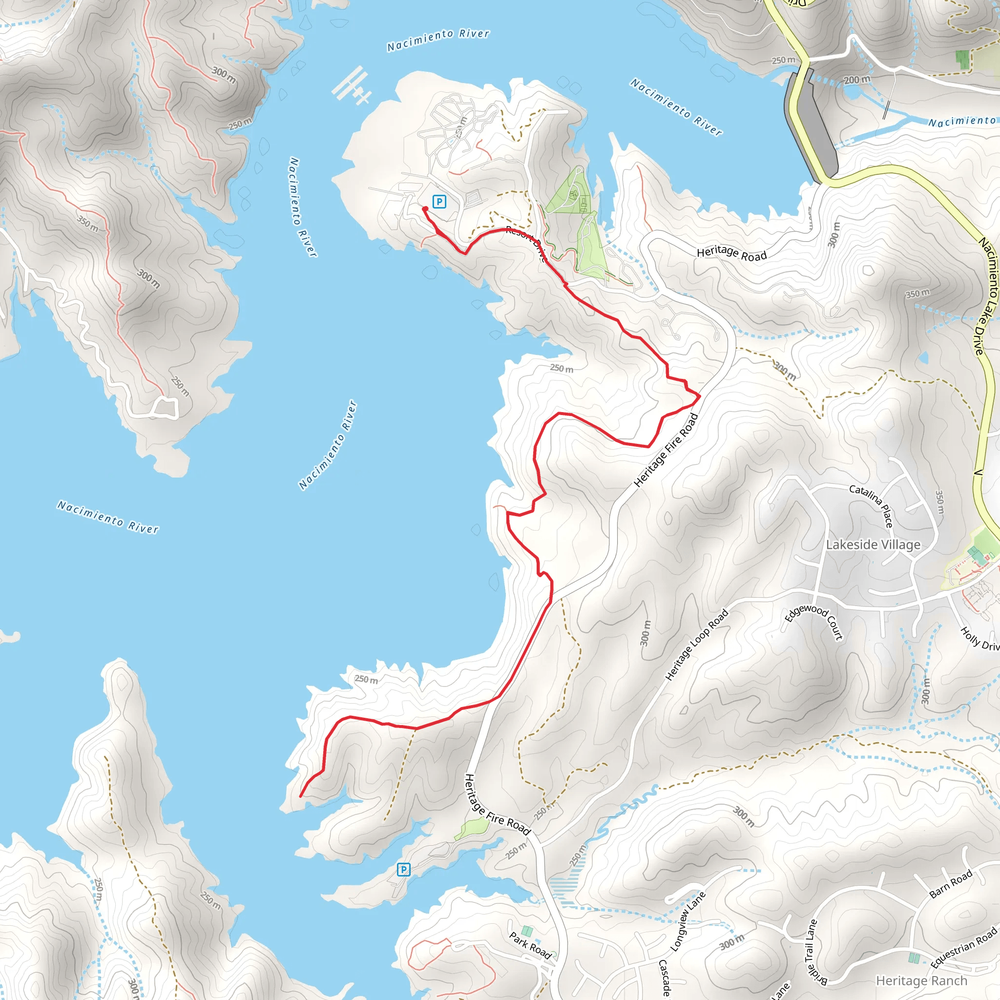Nacimiento Lake Shore Walk mobile static map