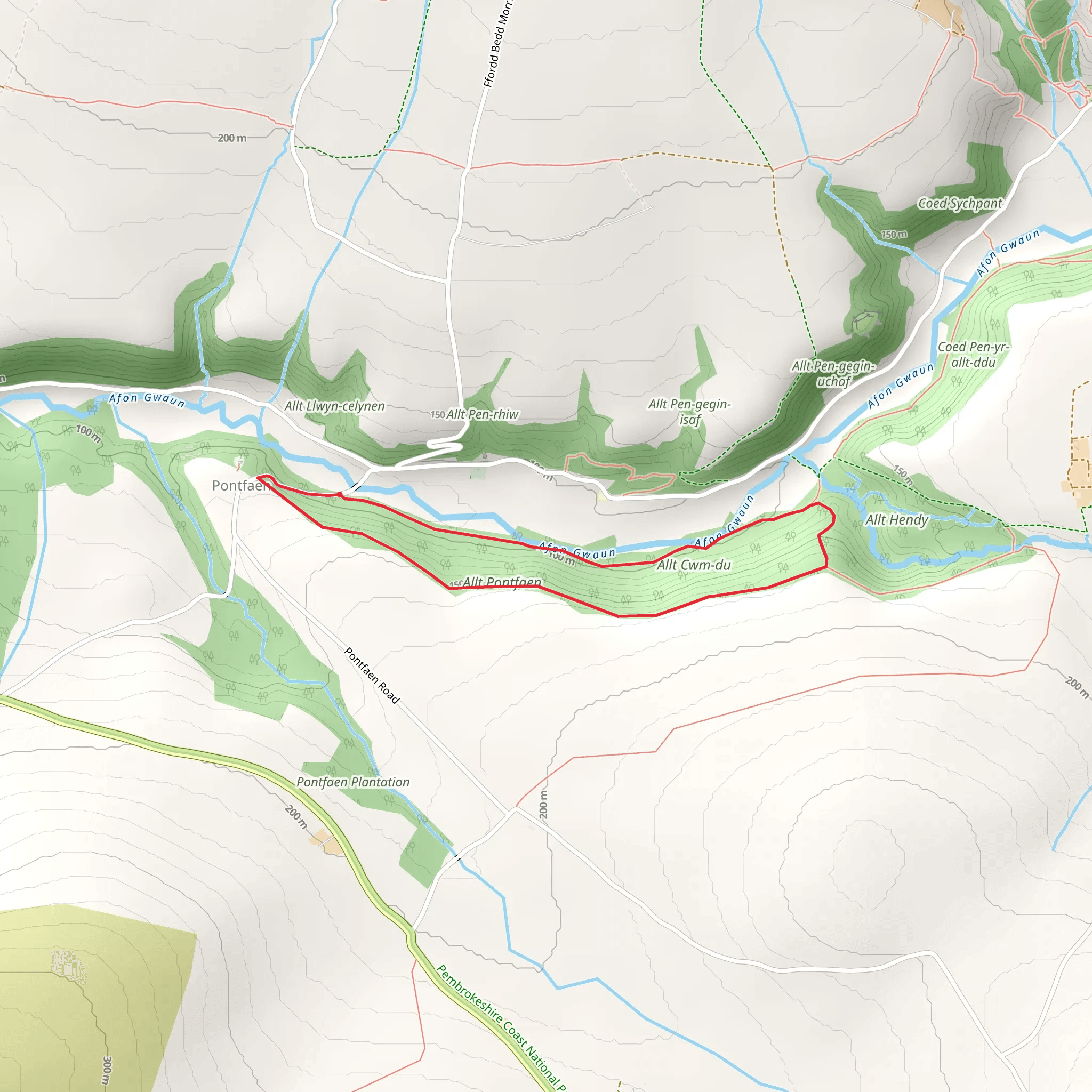 Allt Pontfaen 1 mobile static map