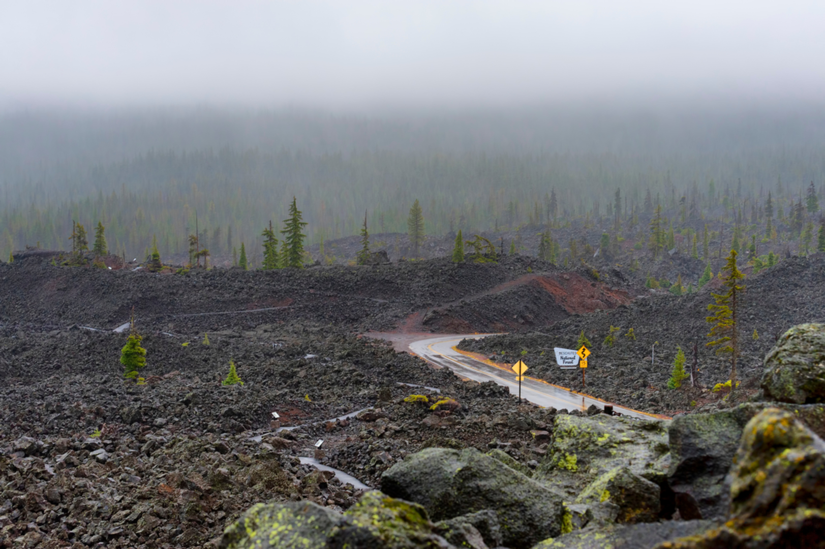 An image depicting the trail Dee Wright Observatory Trail and its surrounding area.