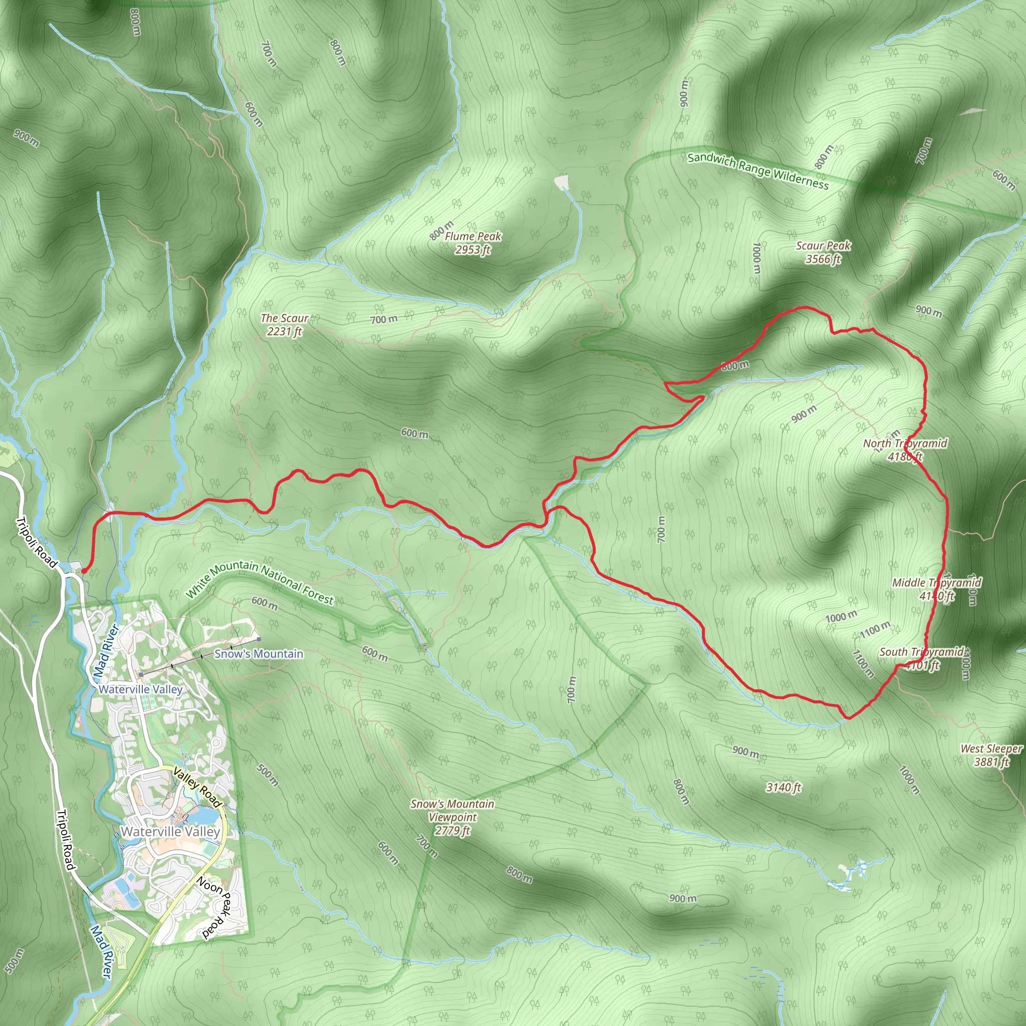 Tripyramids via Livermore Trail, Scaur Ridge Trail mobile static map