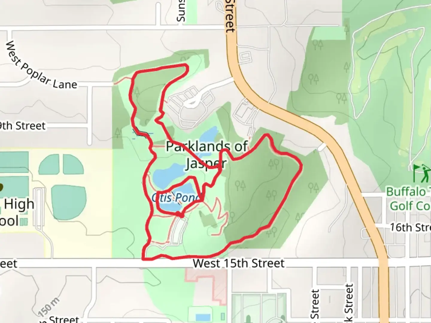 An image depicting the trail Otis Pond and Parklands Loop and its surrounding area.