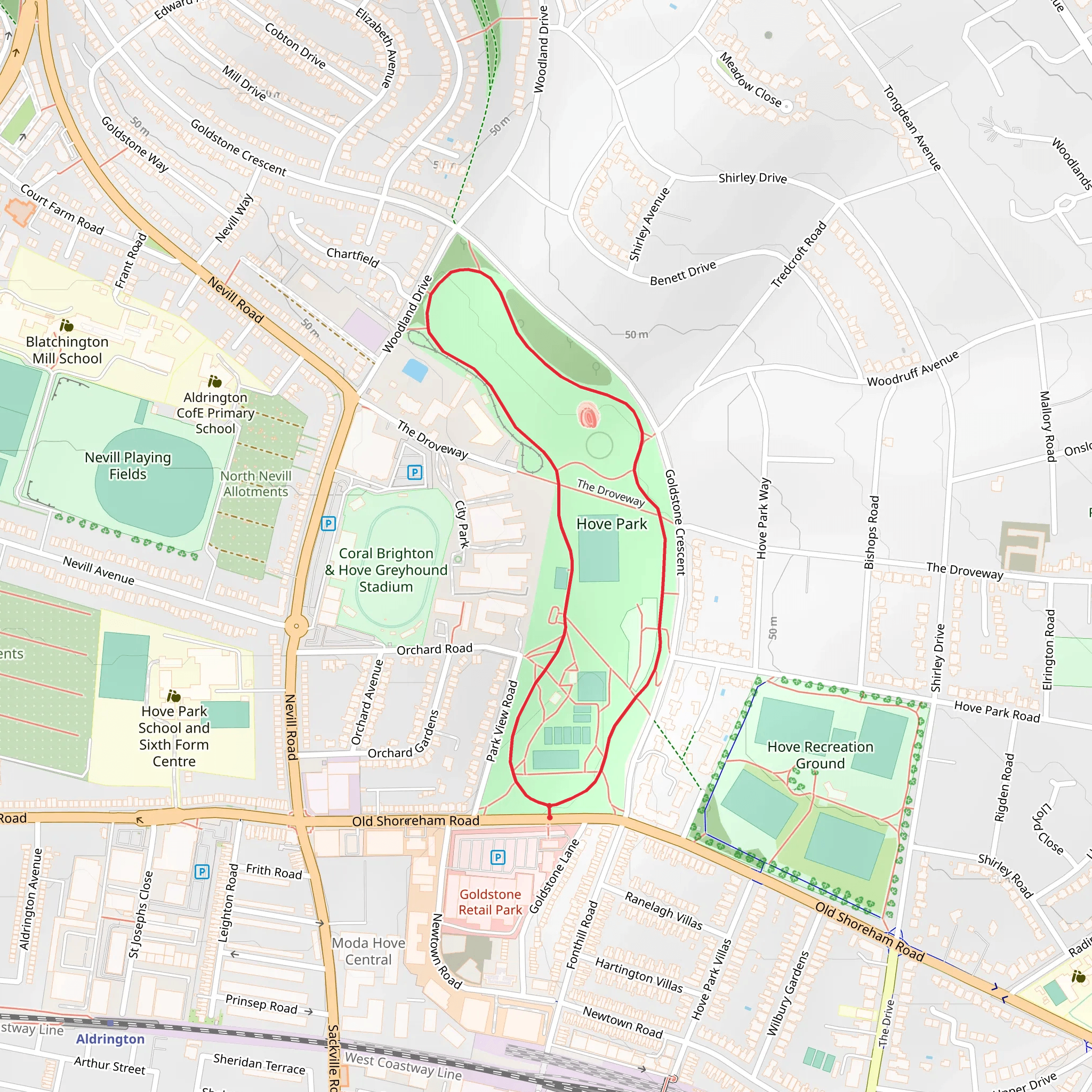Hove Park Loop mobile static map