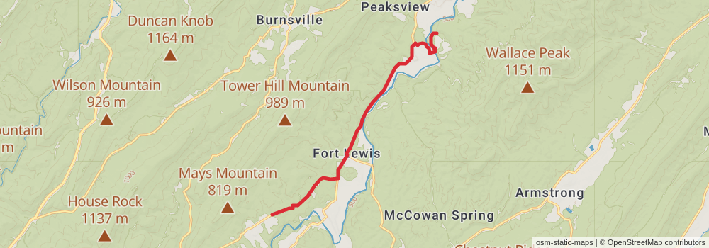 American Perimeter Trail - Southern Appalachian Primary stage 20 Map