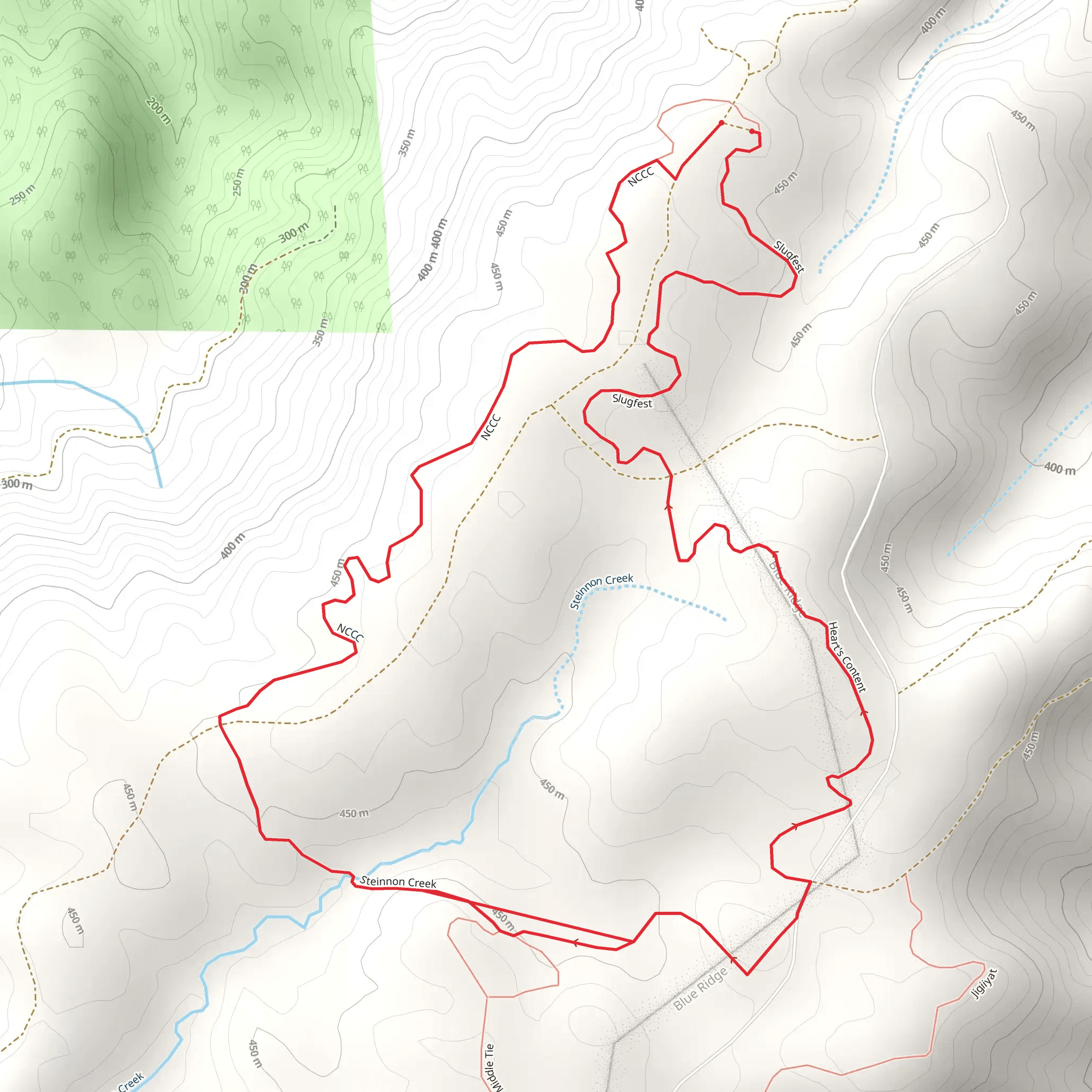 Slugfest, Steinnon Creek and NCCC Loop mobile static map