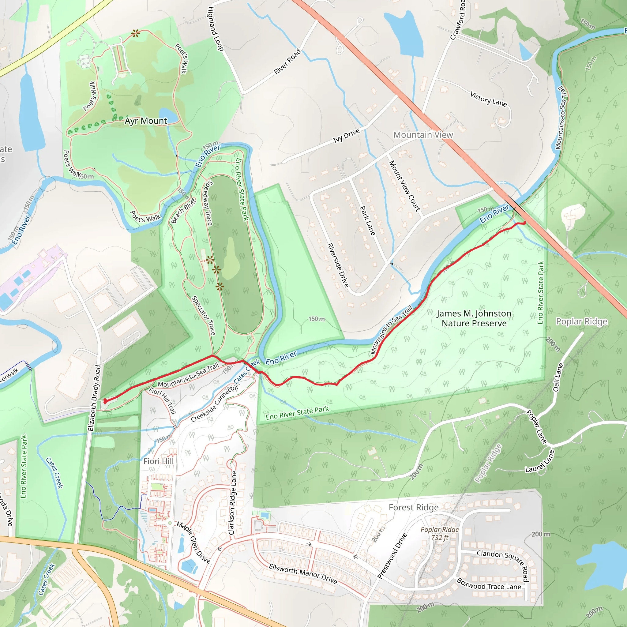 Eno River via Mountain to Sea Trail mobile static map