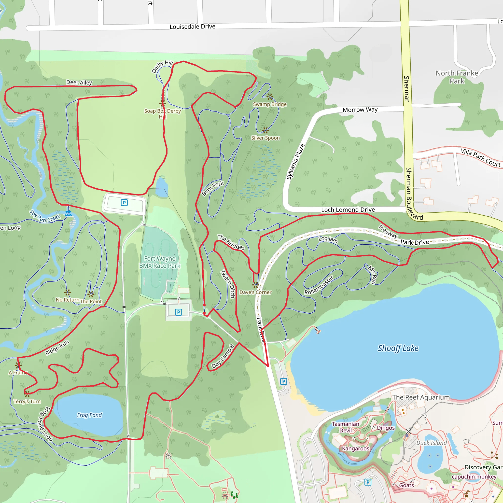 Shoaff Lake and Frog Pond via Derby Hill and Ridge Run mobile static map