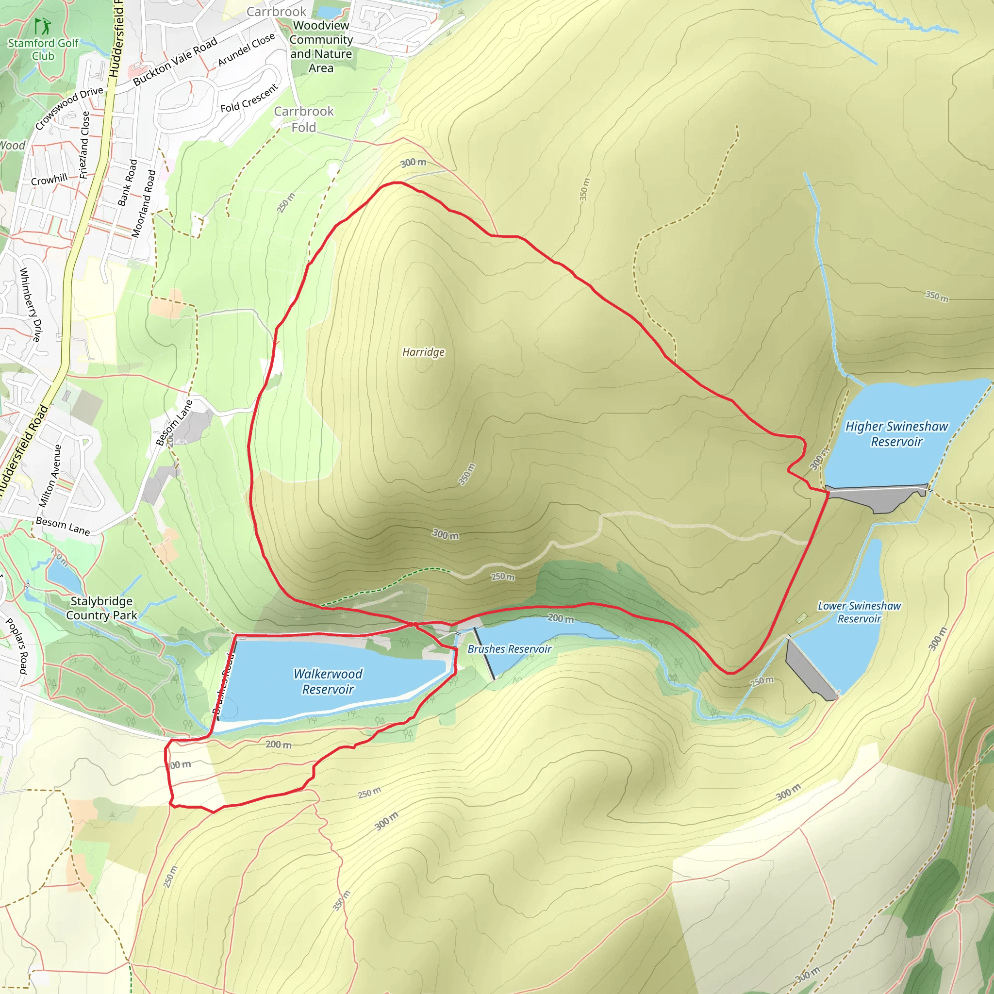 Stalybridge Country Park Loop mobile static map