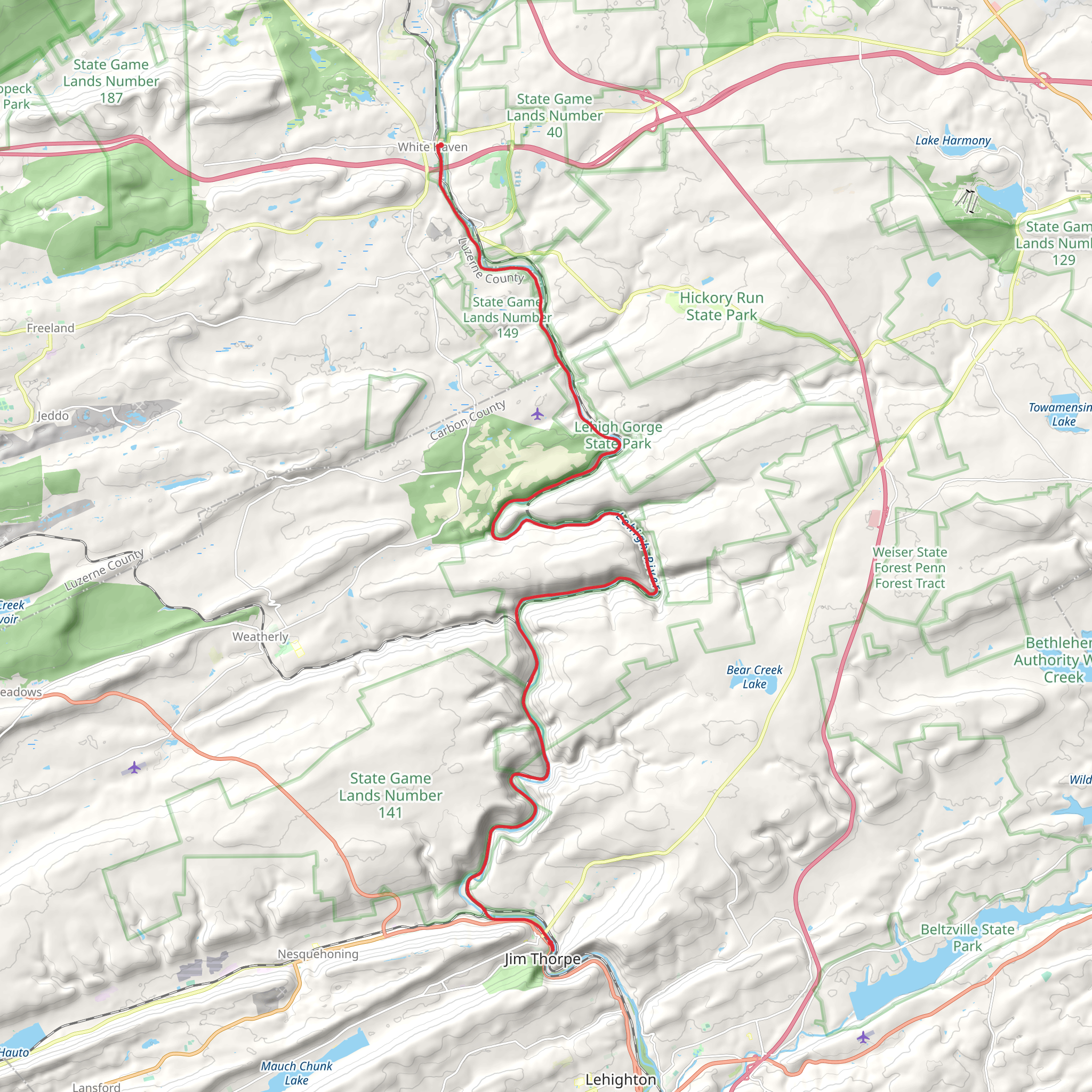 Lehigh River via Hays Creek Junction mobile static map