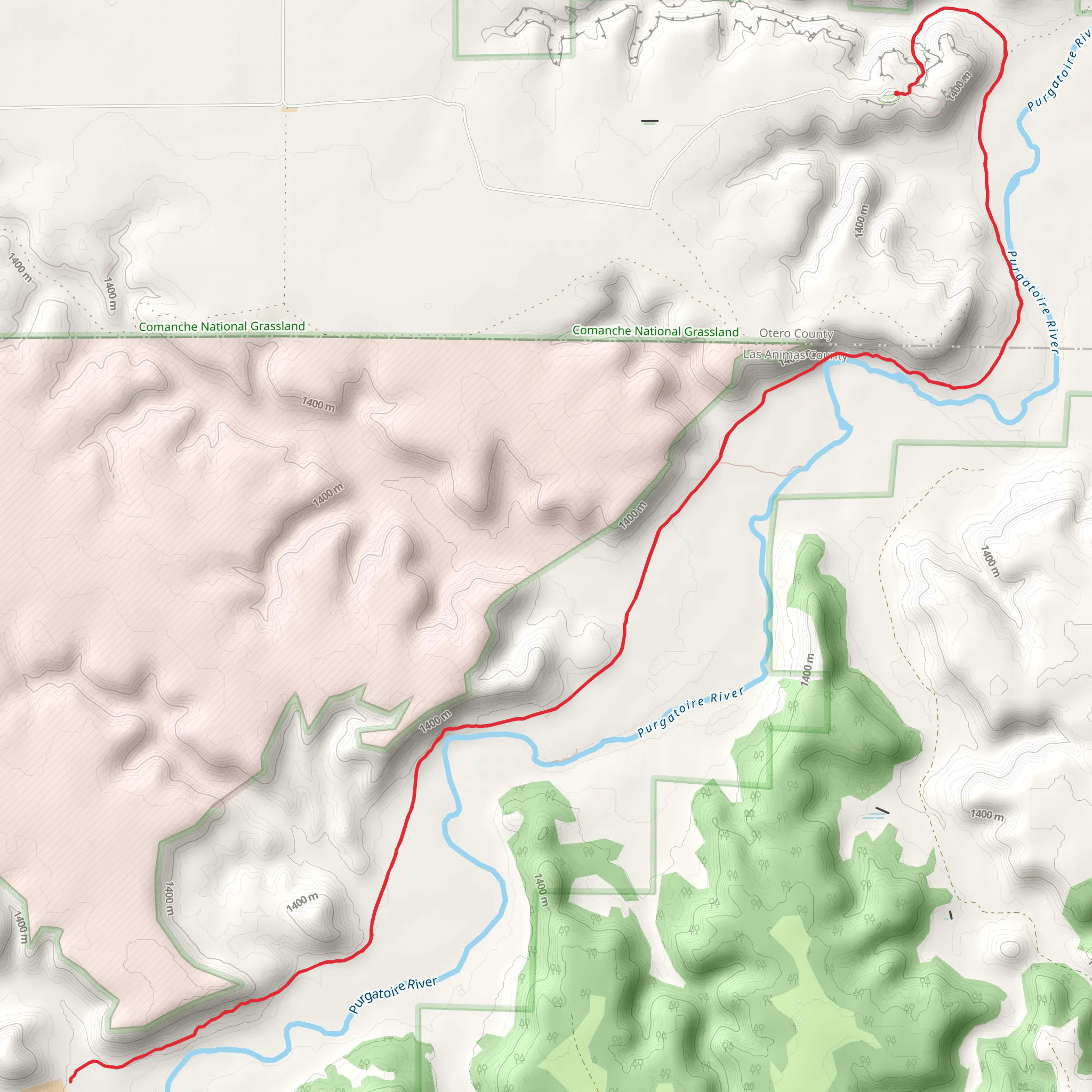 Picketwire Canyon Trail mobile static map