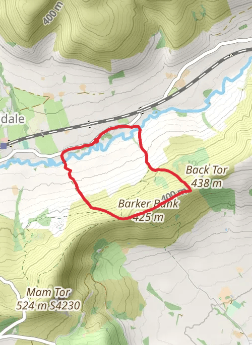 Hike on Mill.Cottages to Hollins Cross circular. mobile static map