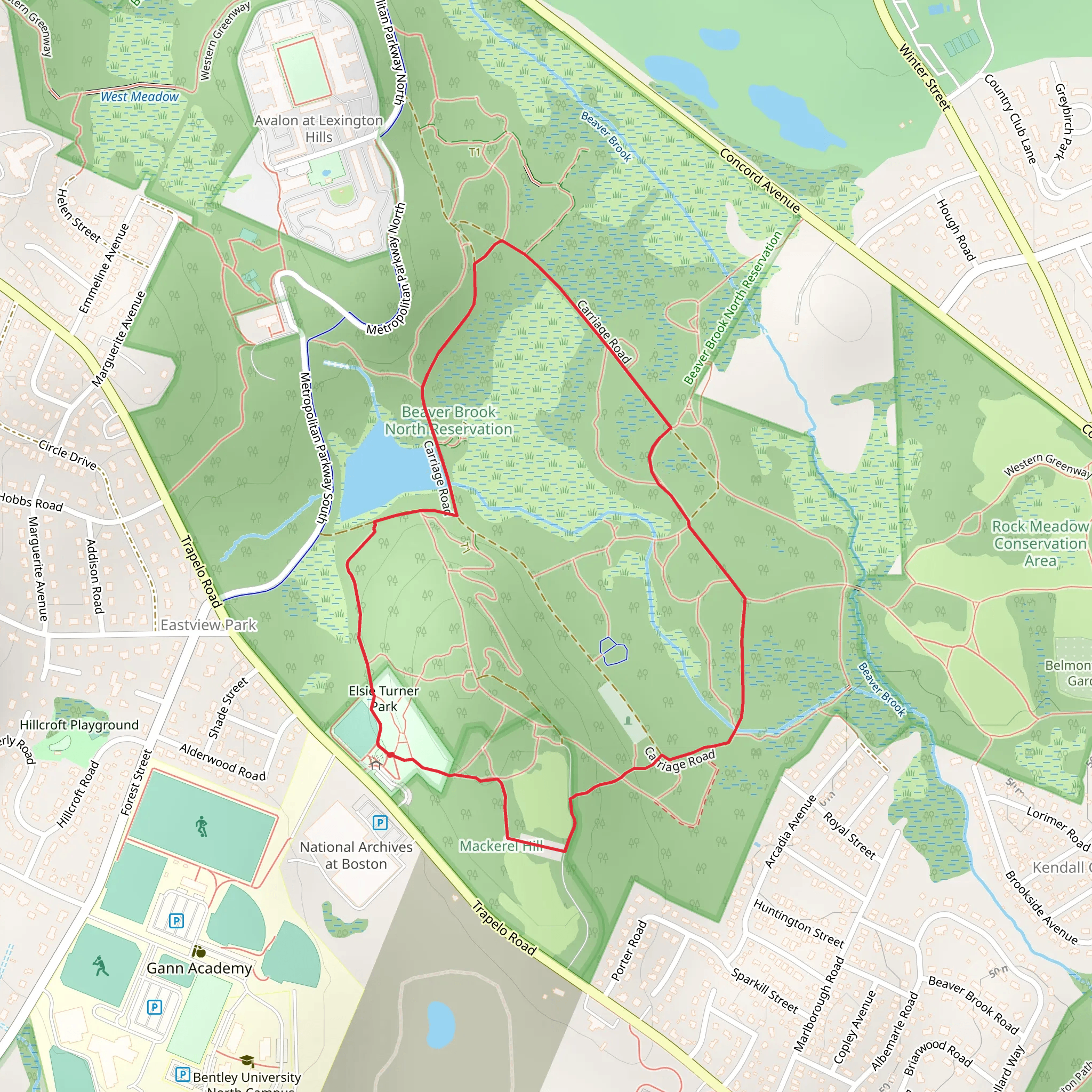 Elsie Turner Park and Beaver Brook Loop mobile static map