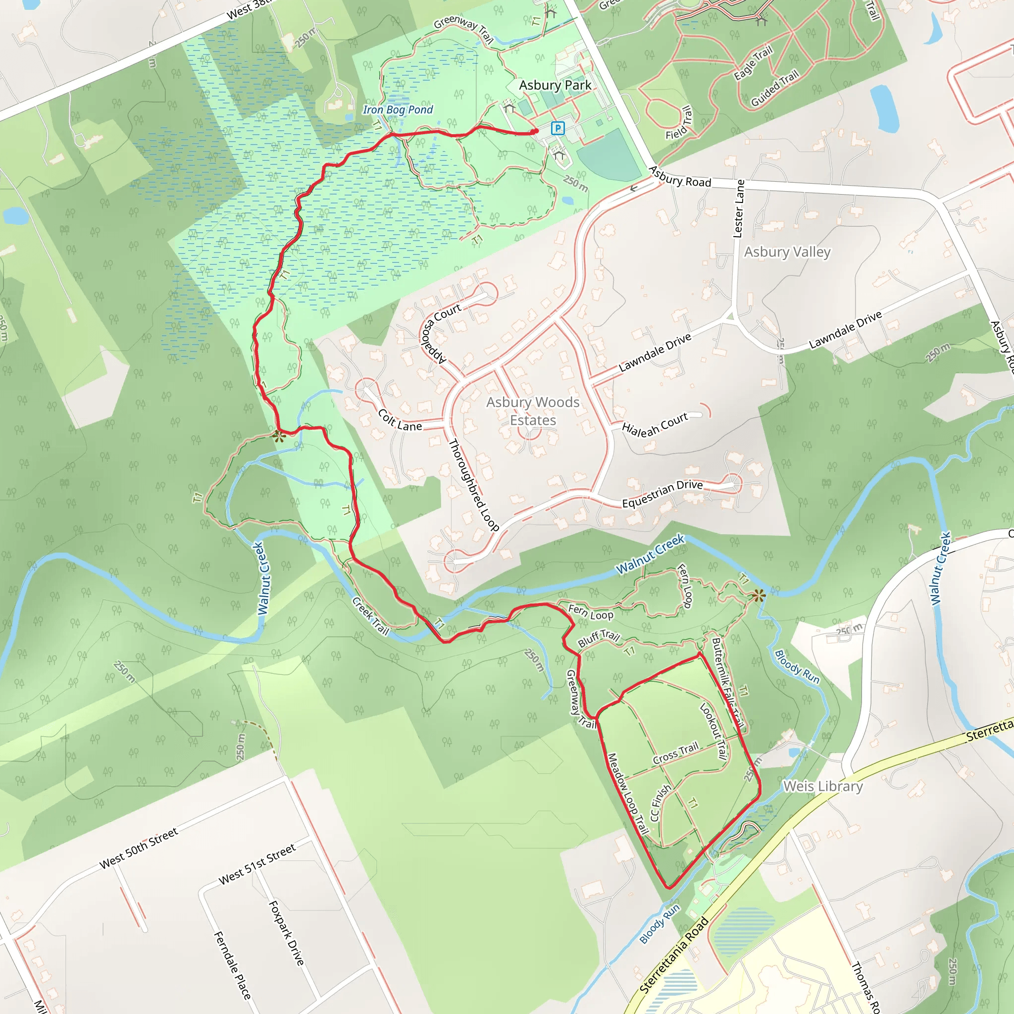 Meadow Loop in Asbury Woods Trail mobile static map