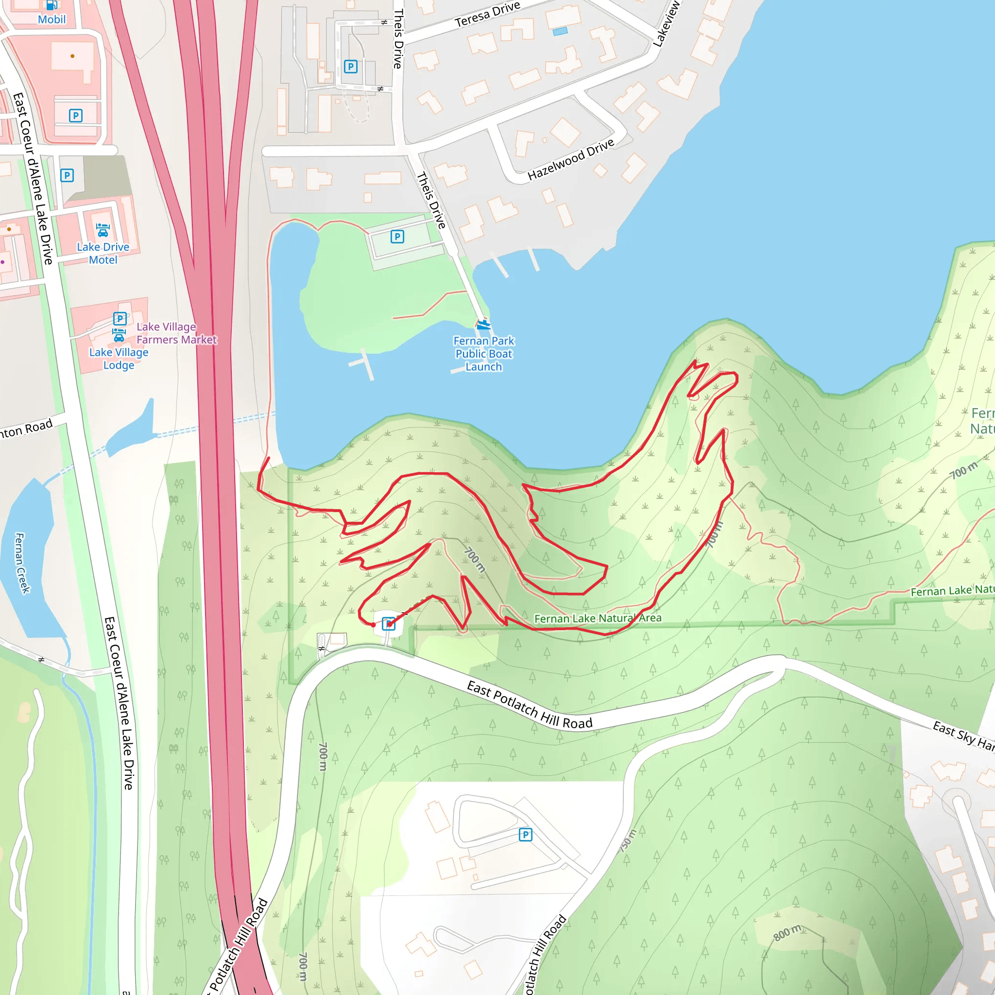 Fernan Creek Loop mobile static map