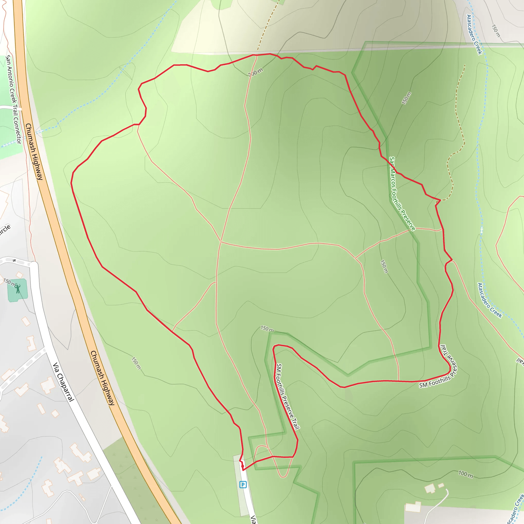 San Marcos Foothills Preserve Loop mobile static map