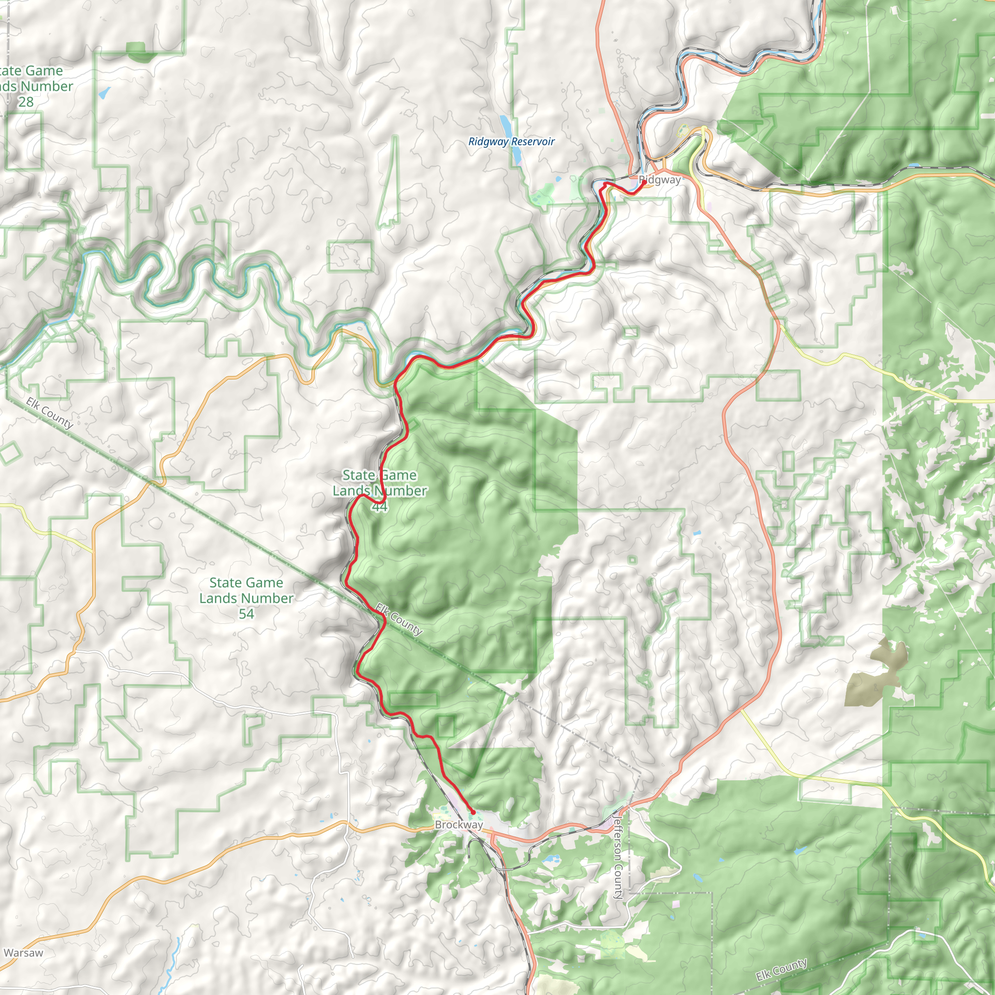Little Toby Creek from Brockway to Ridgway mobile static map