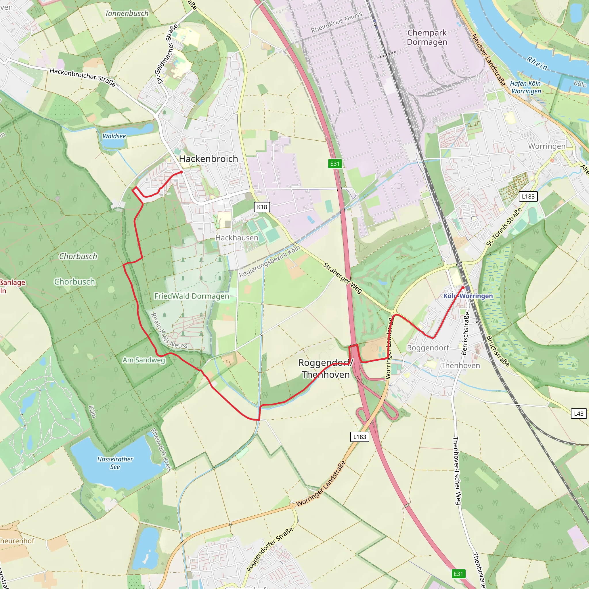 Hackenbroich to Roggendor mobile static map