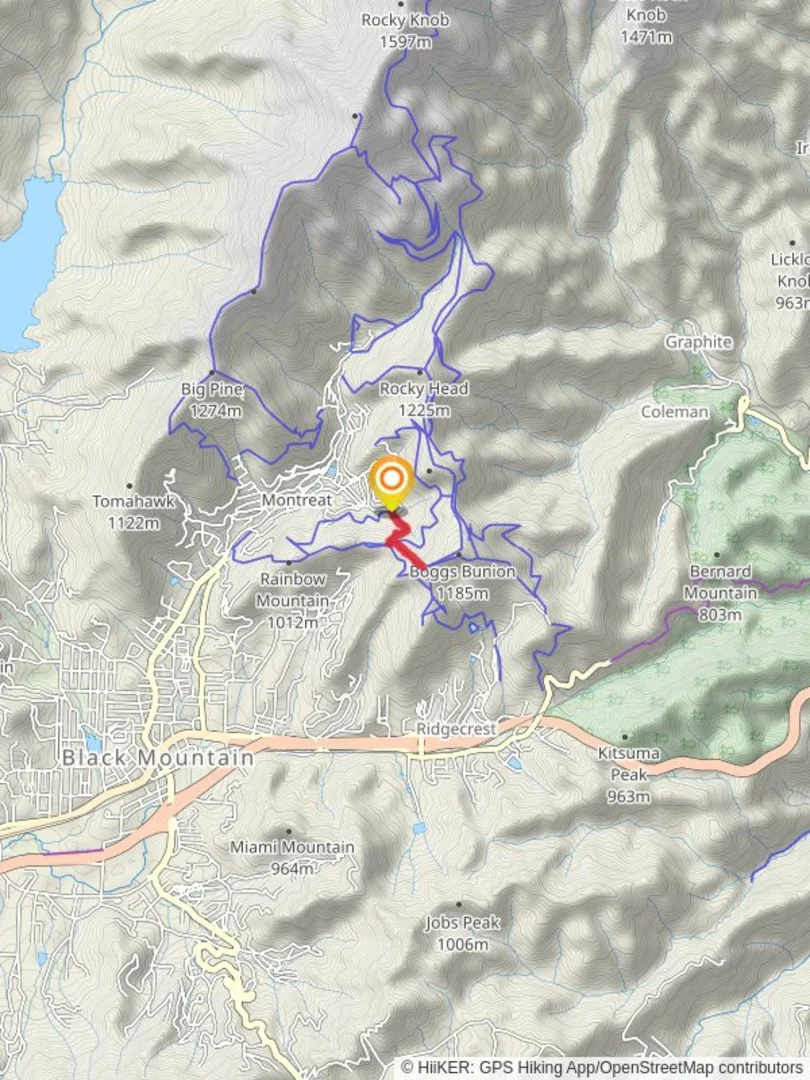An image depicting the trail Lookout Mountain via East Ridge Trail and its surrounding area.