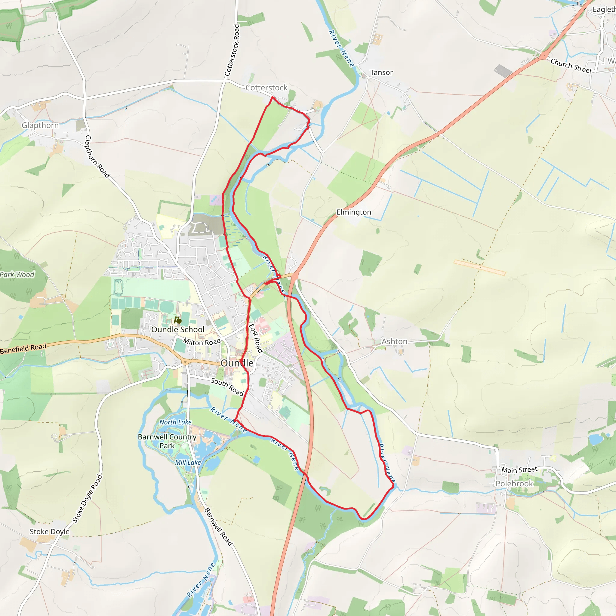 Oundle River Nene Walk mobile static map