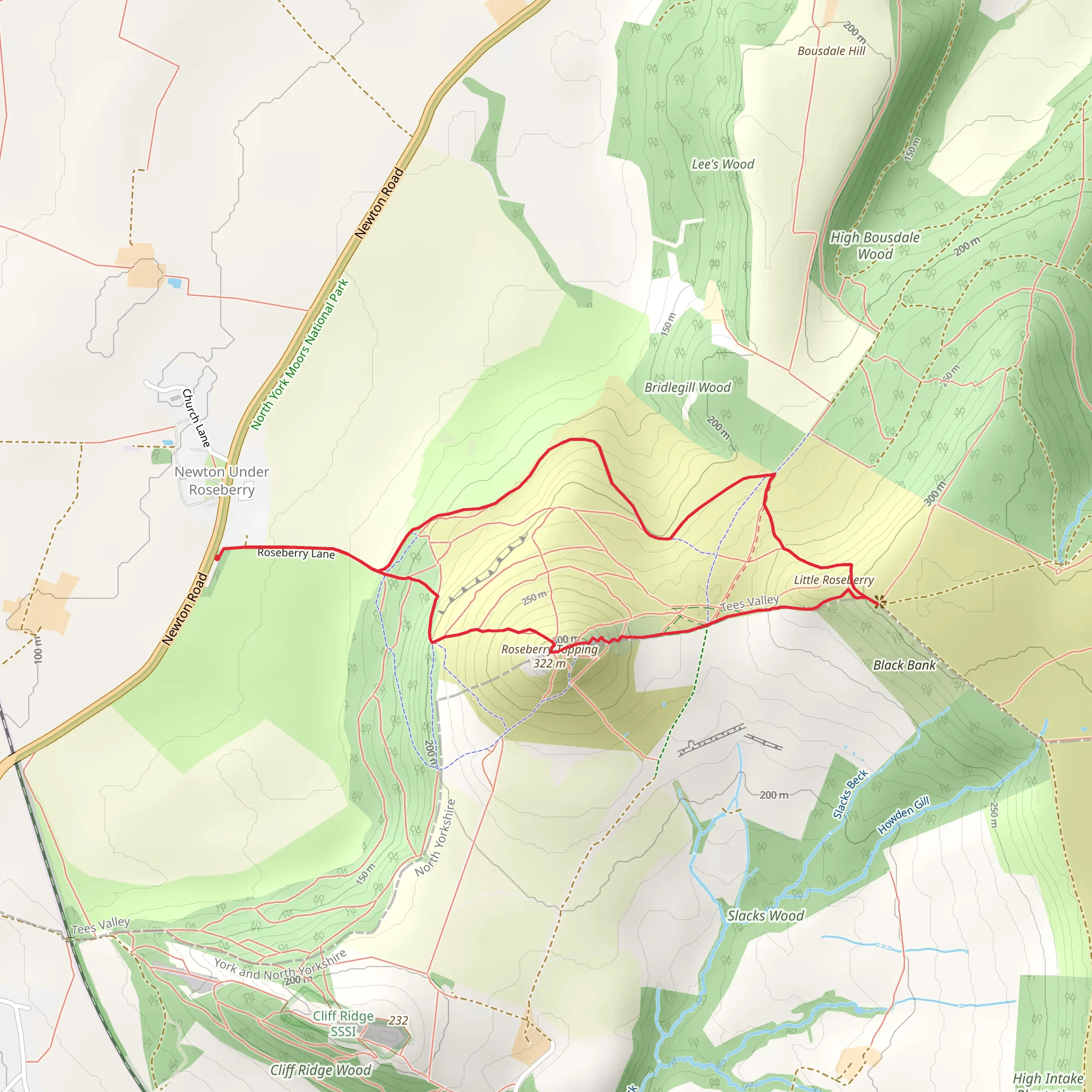 Roseberry Topping and Little Roseberry Loop mobile static map