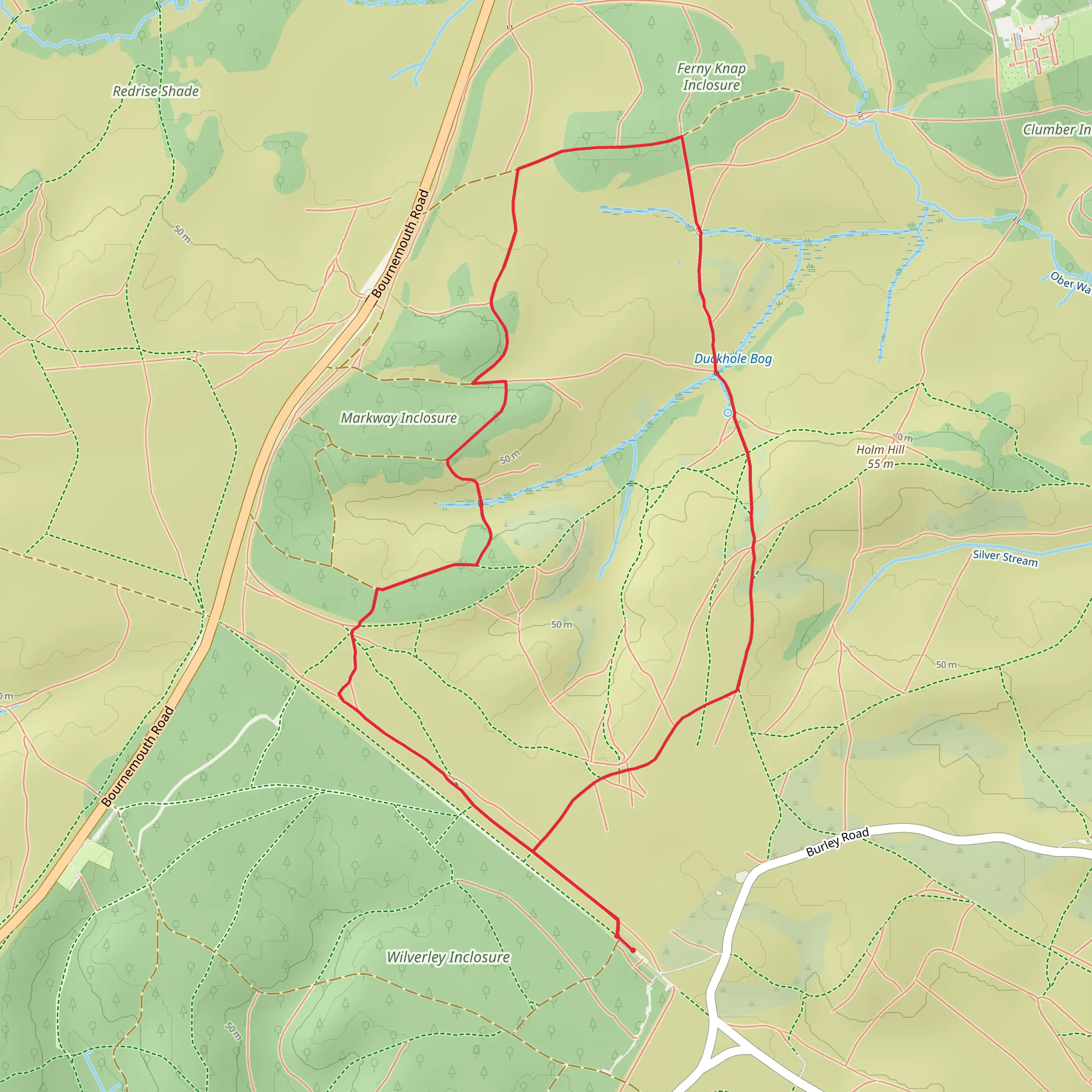 Holm Hill, Naked Man and Ferny Knap Inclosure Loop mobile static map